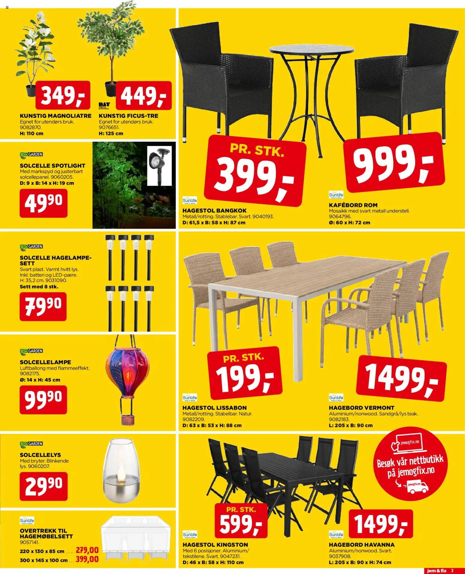{H1} | Side: 3 | Produkter: Guirlande lumineuse, Hagebord, Hagestol, Batteri