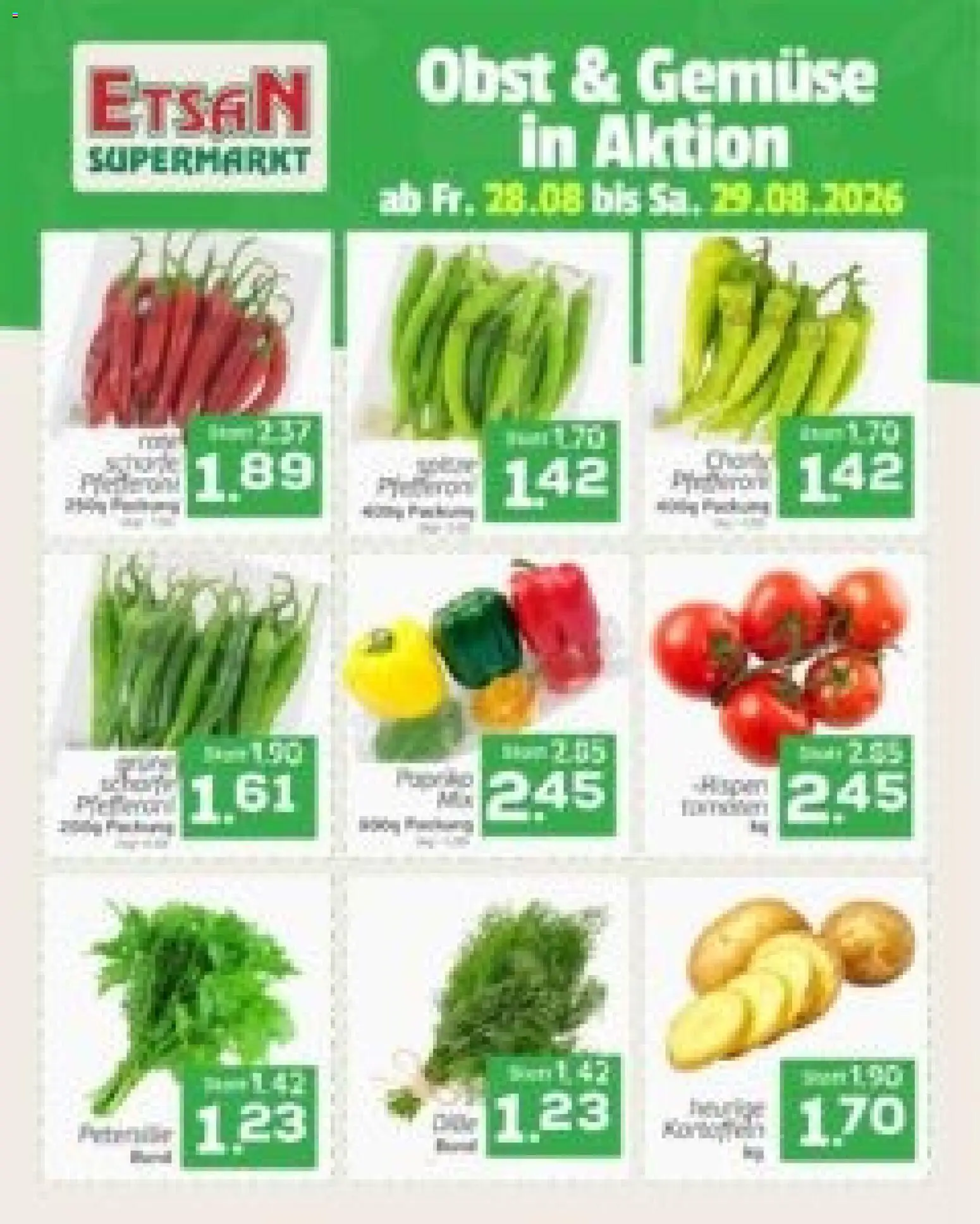 ETSAN Obst und Gemüse gültig ab 28.08.2026 | Seite: 1 | Produkte: Gemüse, Obst