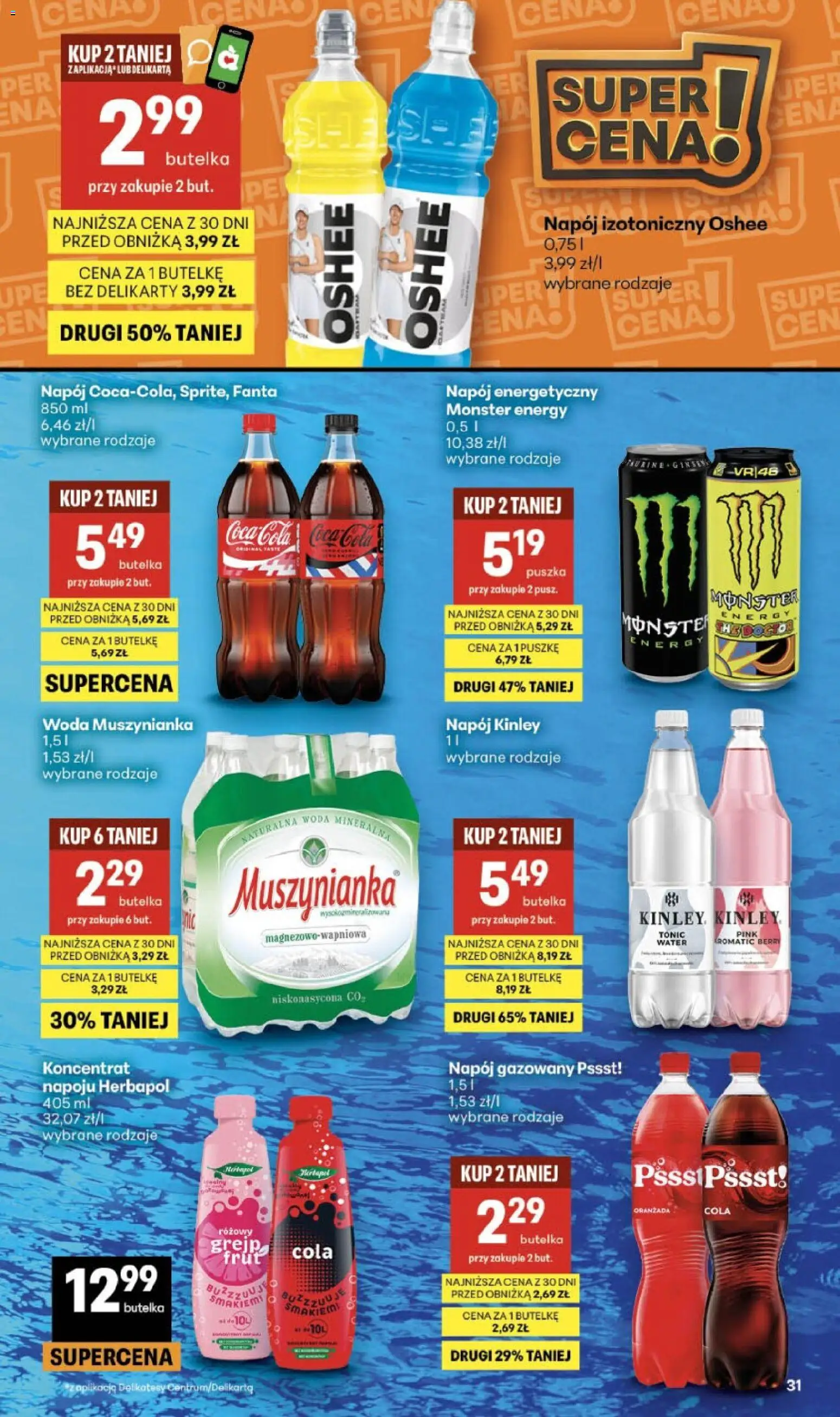 Delikatesy Centrum gazetka - Sklepy Własne od 09.07.2026 | Strona: 31 | Produkty: Muszynianka, Coca cola, Delikatesy, Woda