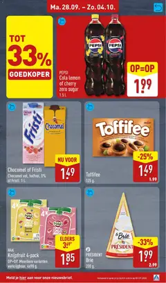 PEPSI Cola lemon of cherry zero sugar, PEPSI Cola lemon of cherry zero sugar 1.5 L. - Voorbeeld van een folder van Aldi, geldig van 28-09-2026 | Pagina: 17