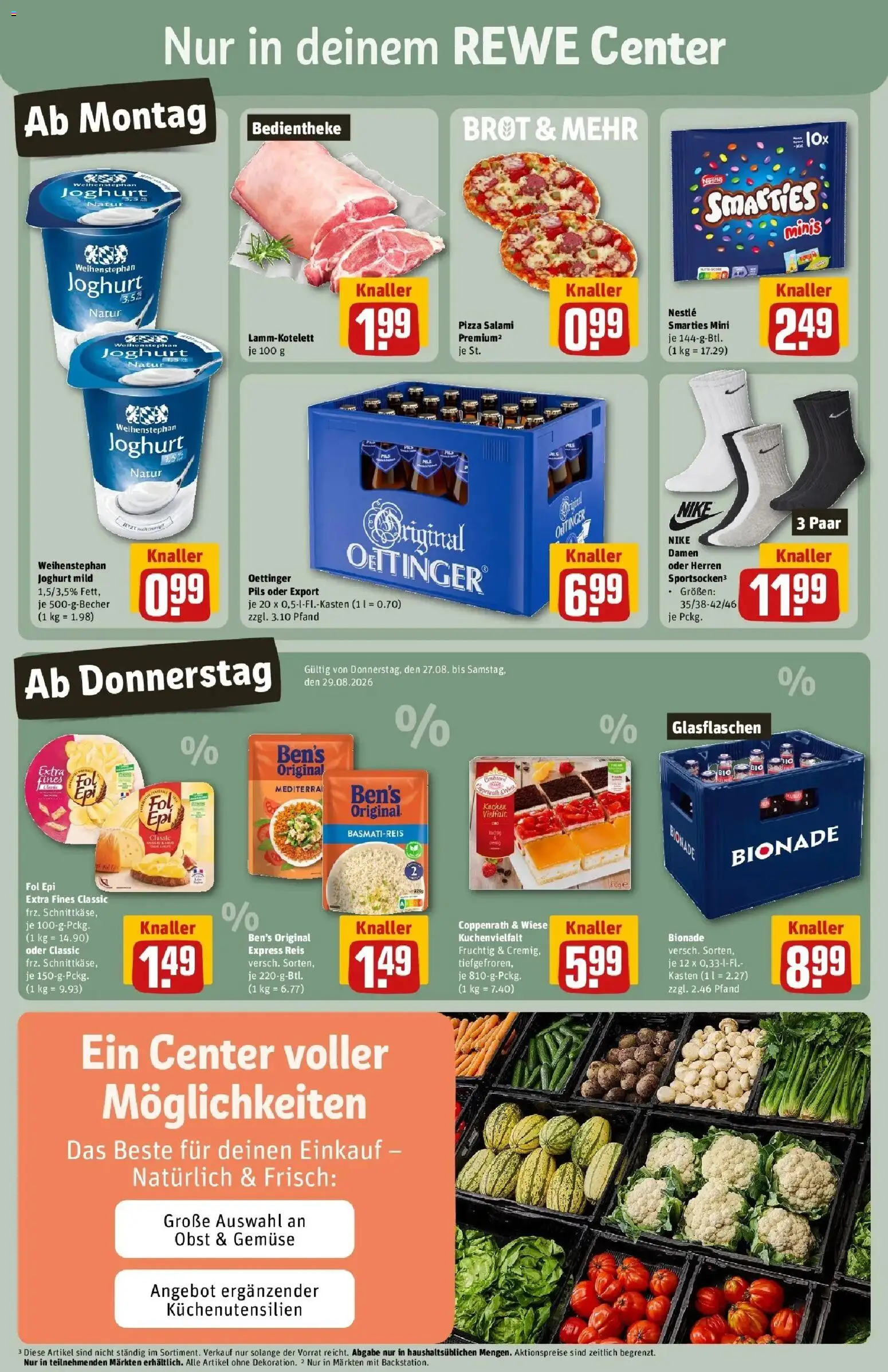 REWE Prospekt ab 24.08.2026 zum Blättern » Angebote | Seite: 3 | Produkte: Joghurt, Pils, Gemüse, Brot