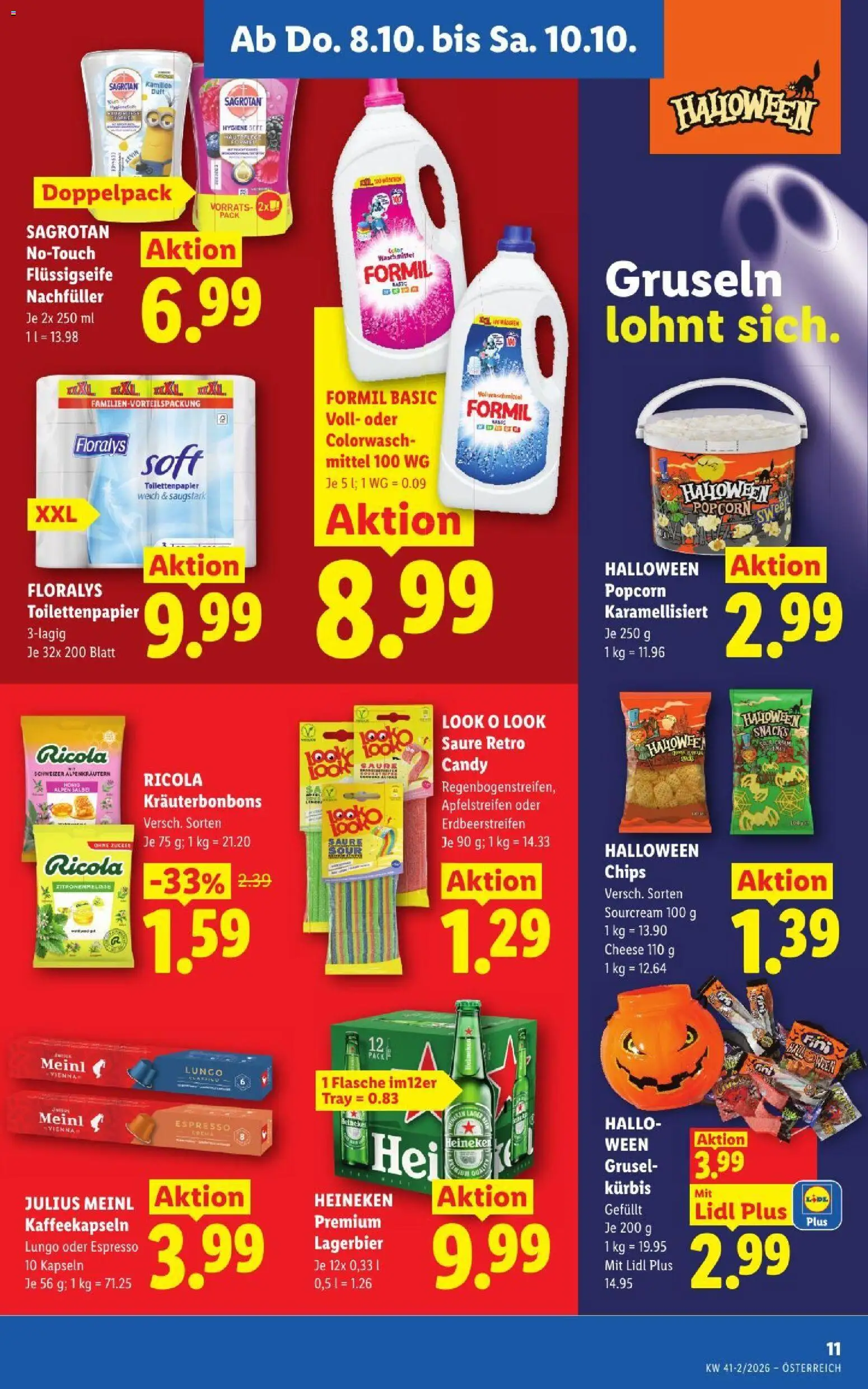 Lidl Flugblatt gültig ab 08.10.2026 | Seite: 13 | Produkte: Chips, Zucker, Kürbis, Waschmittel