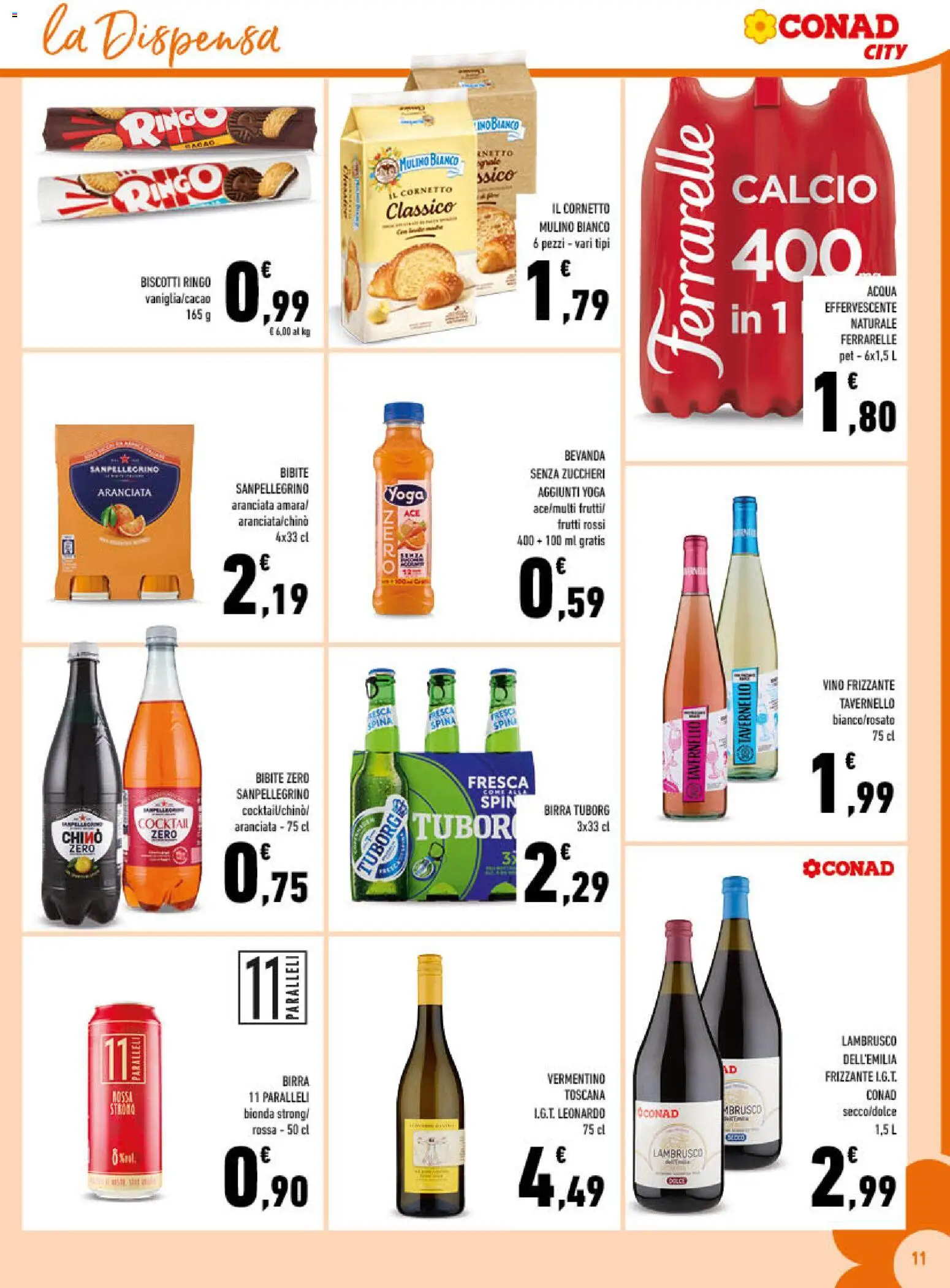 Volantino Conad del 12/08/2026 | Pagina: 11 | Prodotti: Birra Tuborg, Birra, Biscotti, Bibite