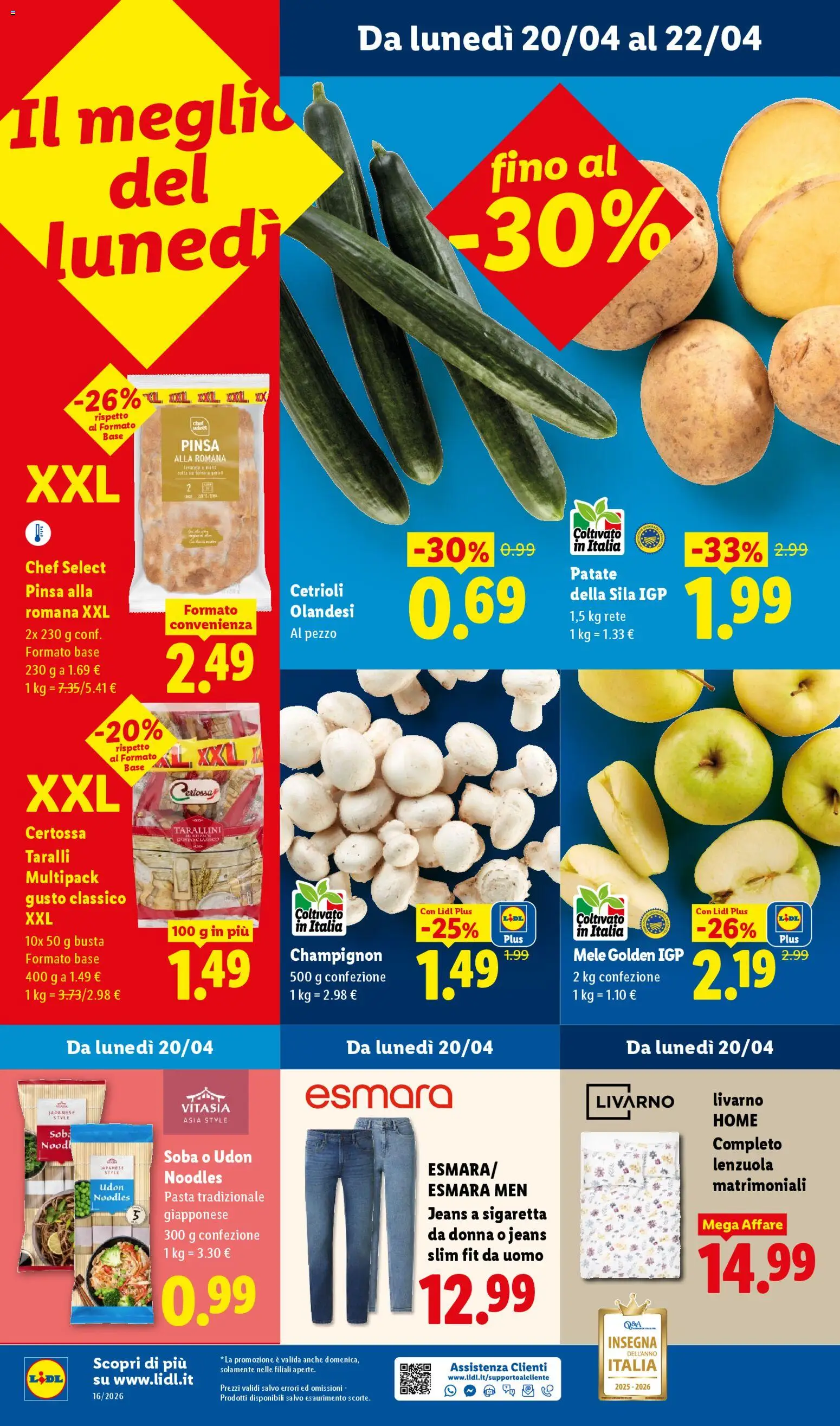 Volantino Lidl del 16.04.2026 | Pagina: 49 | Prodotti: Mele, Crackers, Taralli, Lenzuola