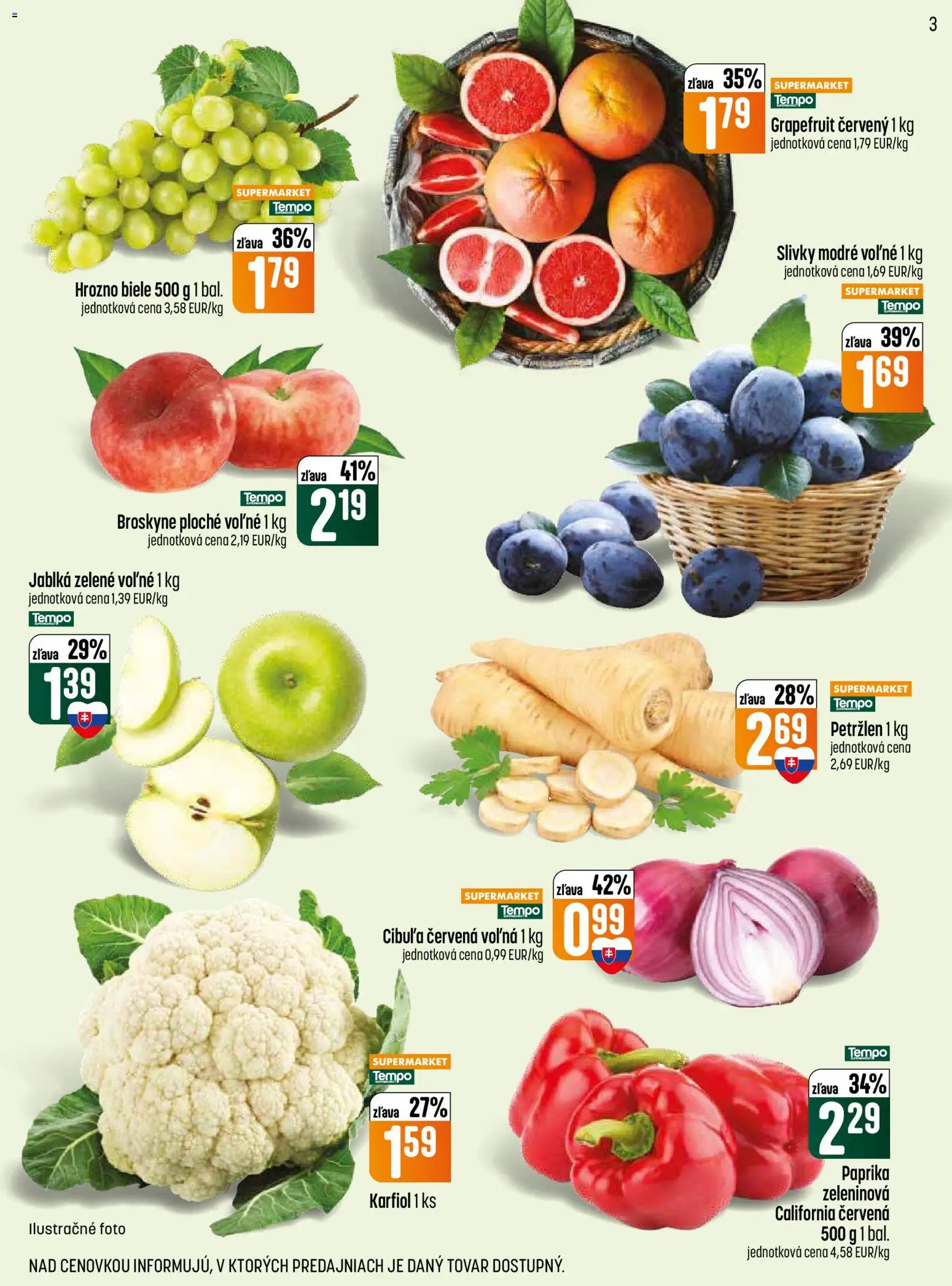 Nové COOP Jednota akcie – leták je platný od 13.08.2026 | Strana: 3 | Produkty: Paprika, Jablká, Karfiol, Hrozno