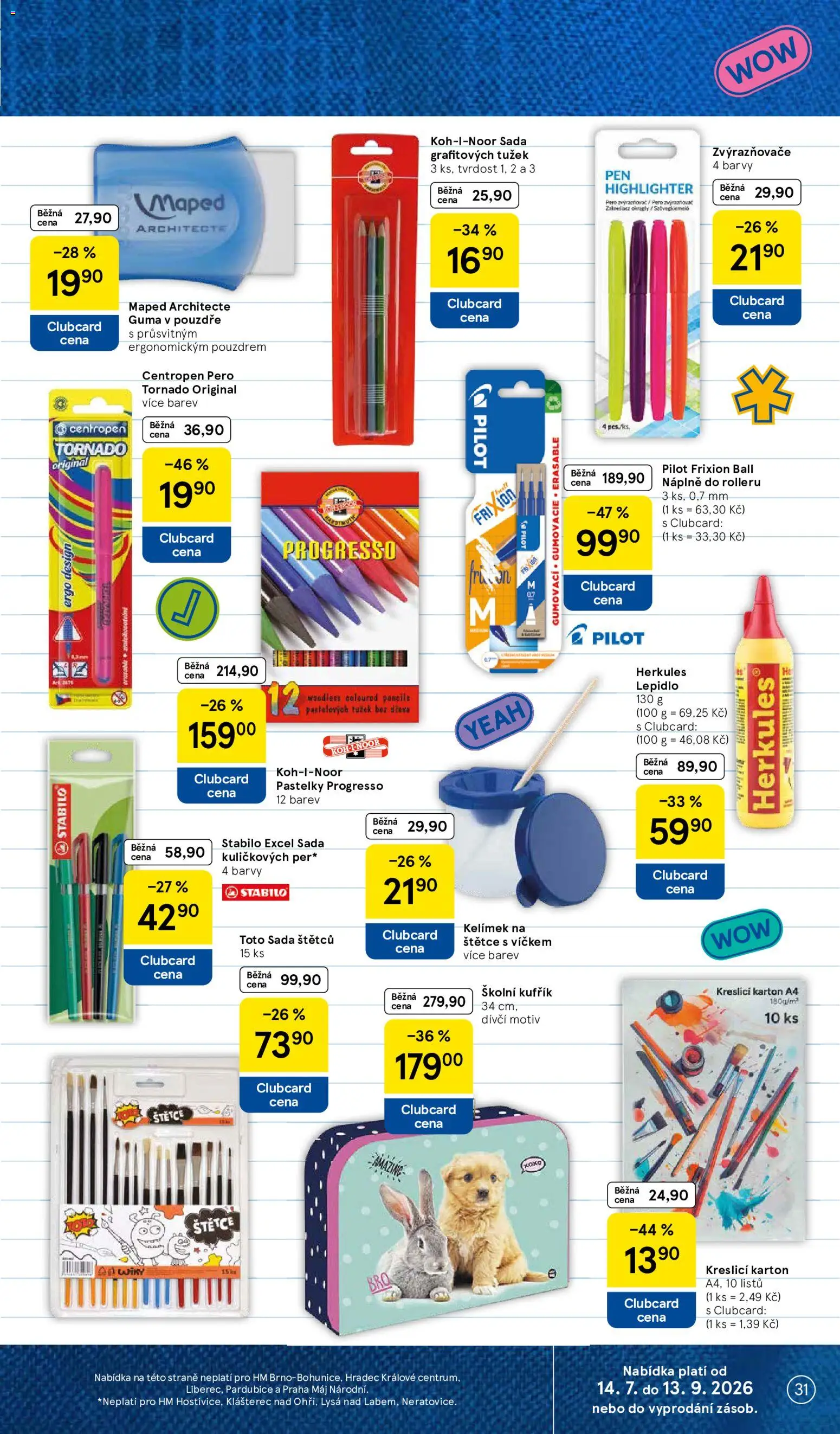 Tesco leták - Hypermarket od 15.07.2026 | Strana: 31 | Produkty: Kufřík, Pero, Guma, Barvy