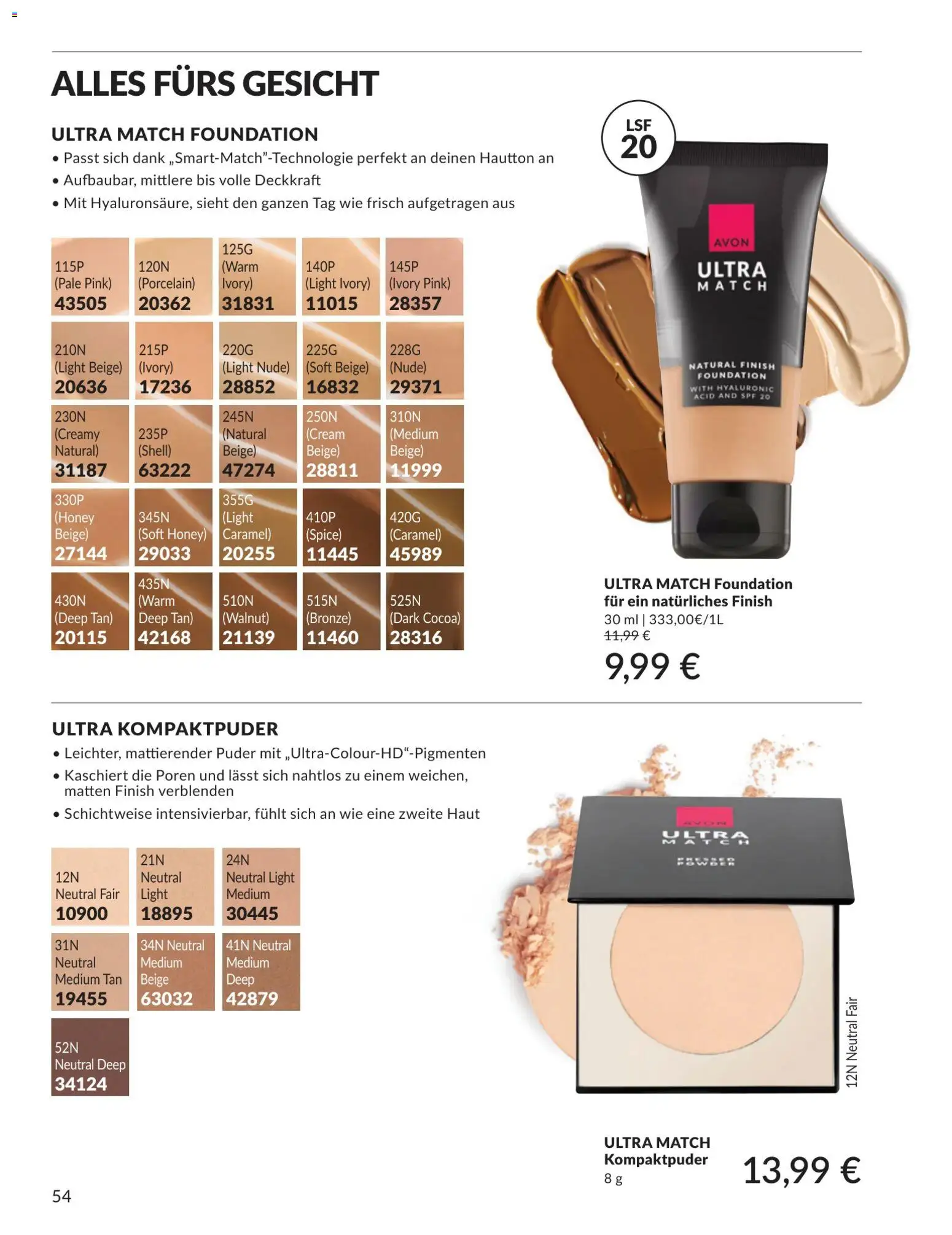 AVON Katalog Juli 2026 – gültig ab 01.07.2026 | Seite: 54 | Produkte: Puder, Finish, Foundation