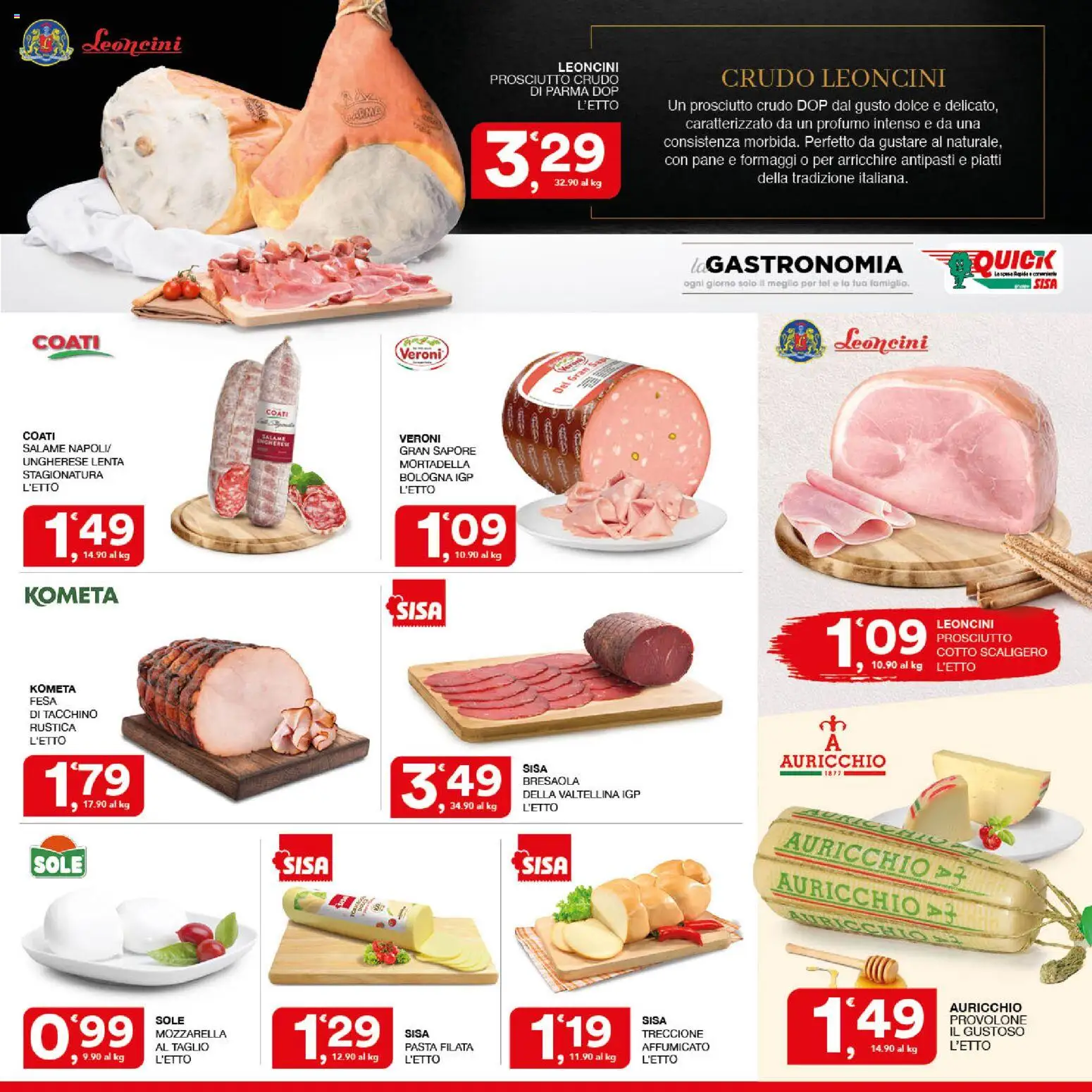 Volantino SISA del 13/08/2026 | Pagina: 3 | Prodotti: Prosciutto Crudo, Provolone, Tacchino, Taglio