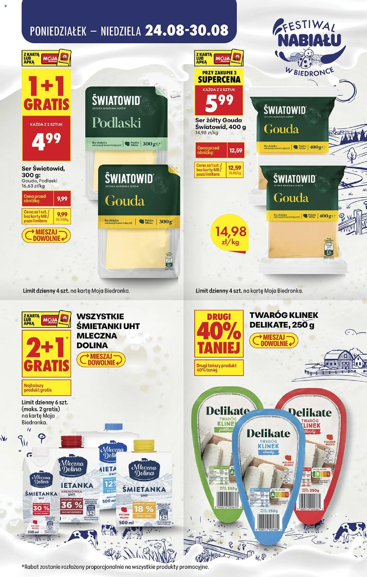 Biedronka Polsko leták - Festiwal nabiału od 24.08.2026 | Strana: 3 | Produkty: Gouda, Mléko, Chůdy