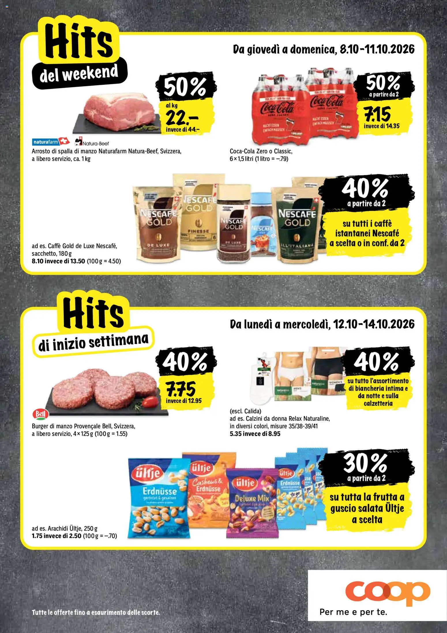 Coop aktionen IT – gültig ab 08.10.2026 | Seite: 20 | Produkte: Erdnüsse, Coca Cola, Burger