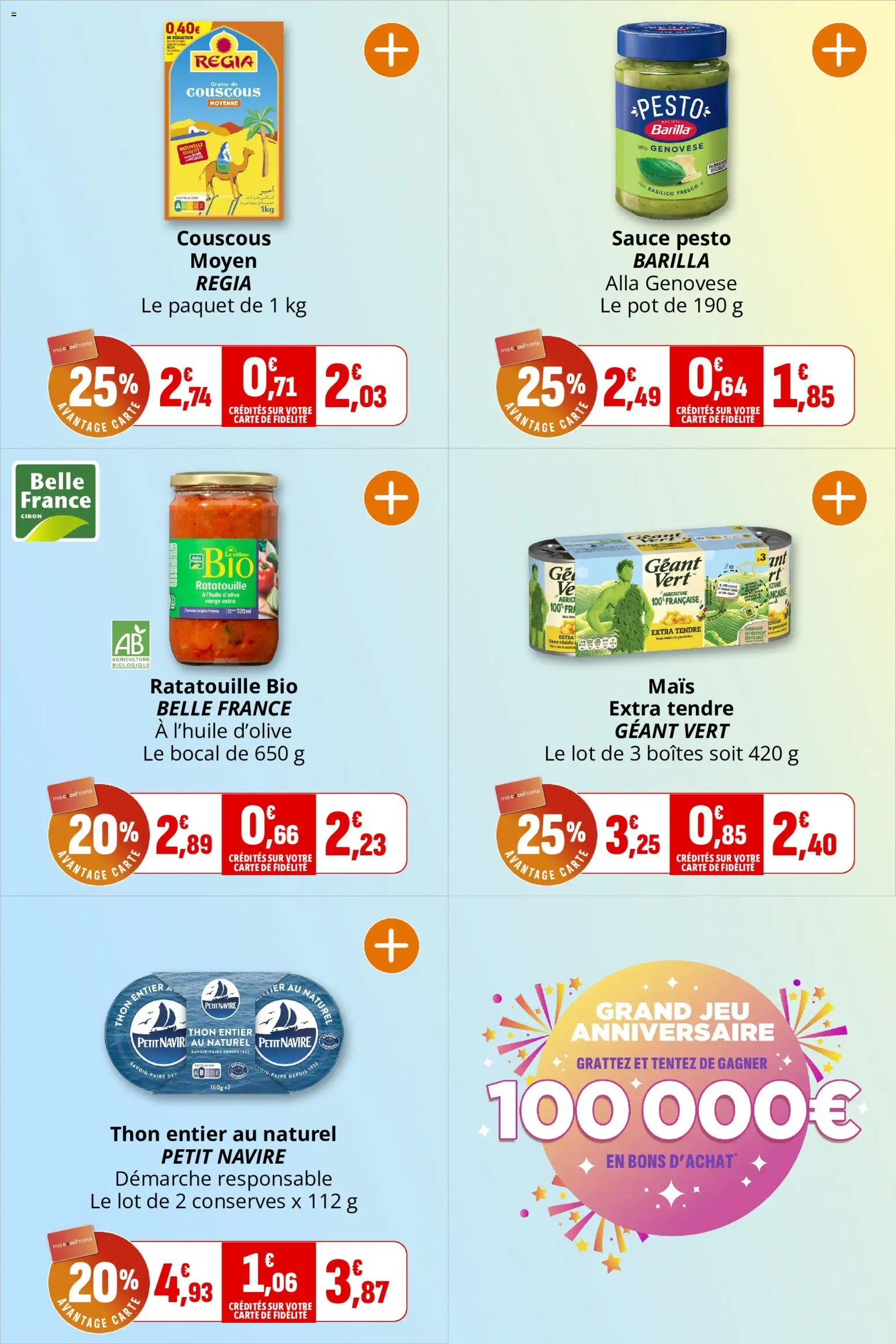 {H1} | Page: 18 | Produits: Mais, Pesto, Thon, Couscous