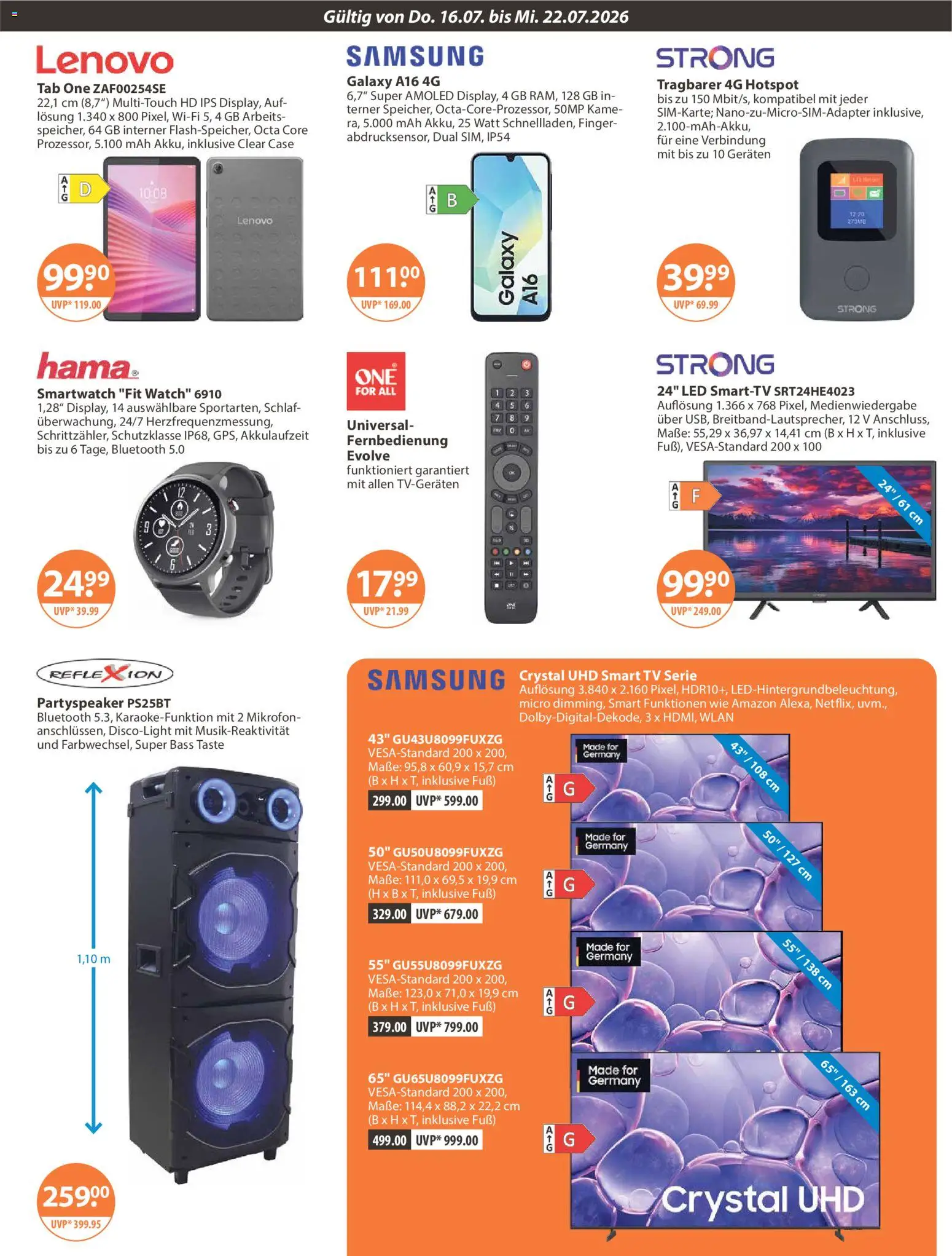 V-Markt Angebote – gültig ab 16.07.2026 | Seite: 15 | Produkte: Lenovo, Samsung, Smart TV, TV