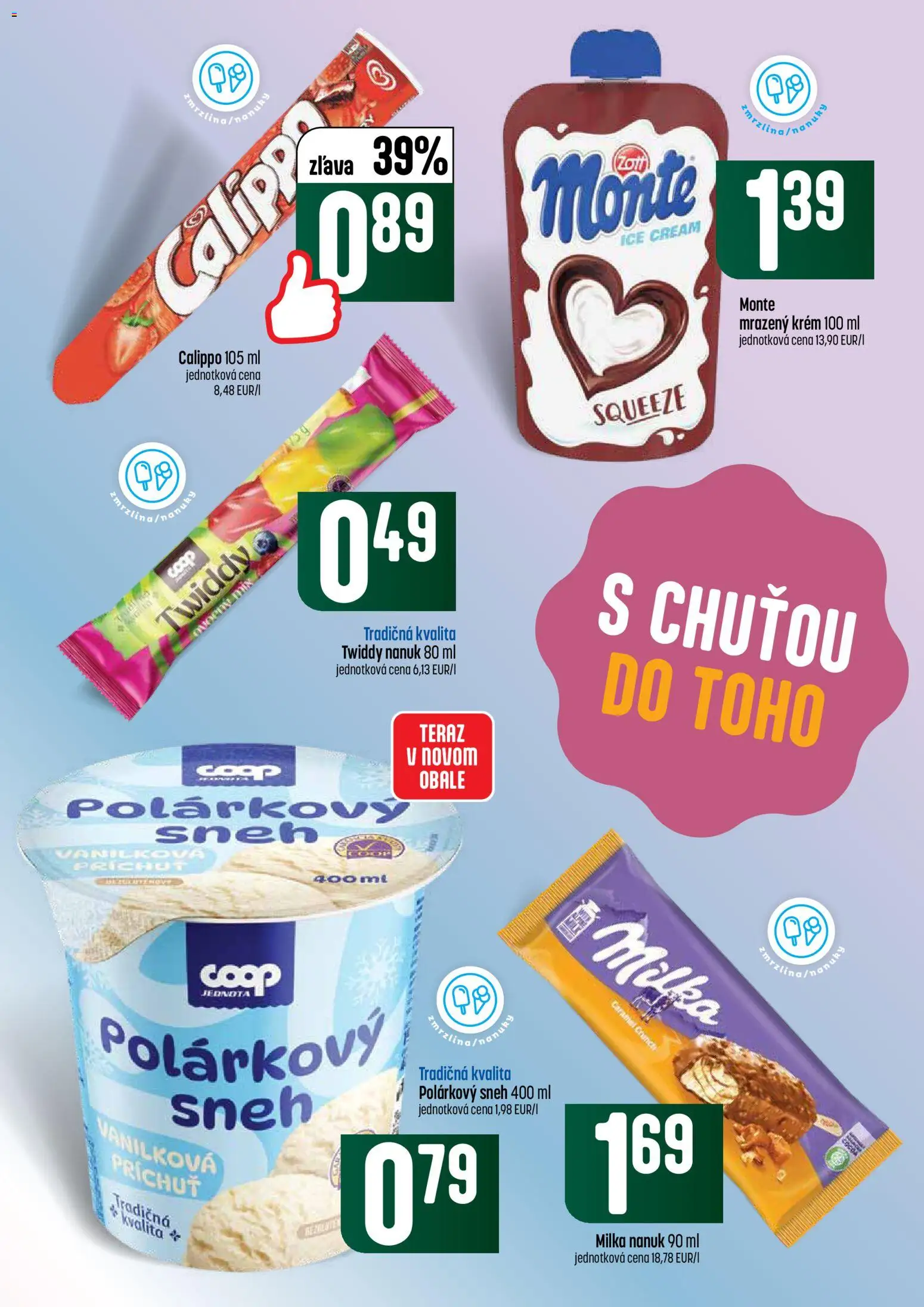 Nové COOP Jednota akcie – leták je platný od 18.06.2026 | Strana: 21 | Produkty: Nanuk, Krém, Milka, Nanuky