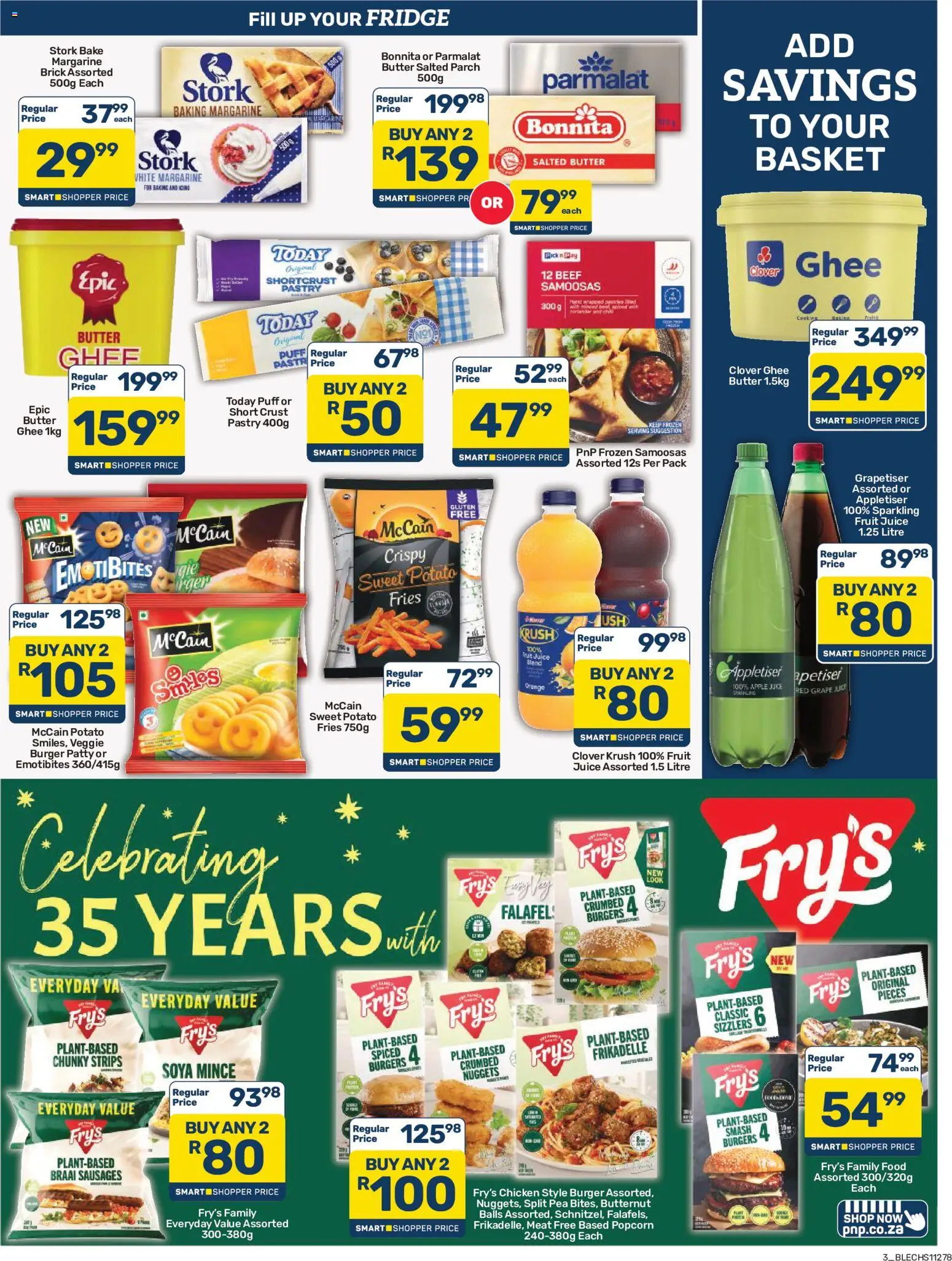 New Pick n Pay catalogue – valid from 25/09/2026 | Page: 3 | Products: Margarine, Popcorn, Soya mince, Fruit