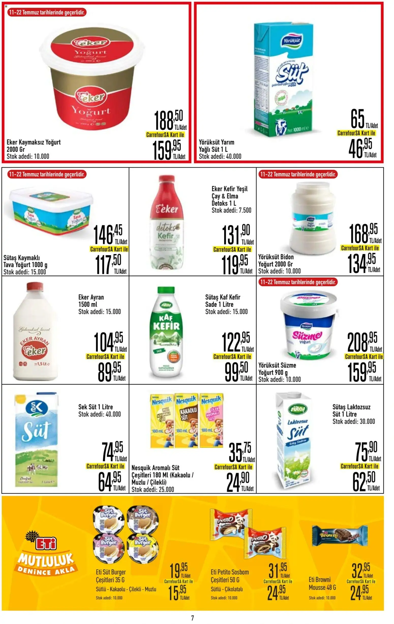 CarrefourSA Katalog - 09 Temmuz 2026 tarihinden itibaren geçerlidir | Sayfa: 7 | Ürünler: Kefir, Süt, Yoğurt, Elma