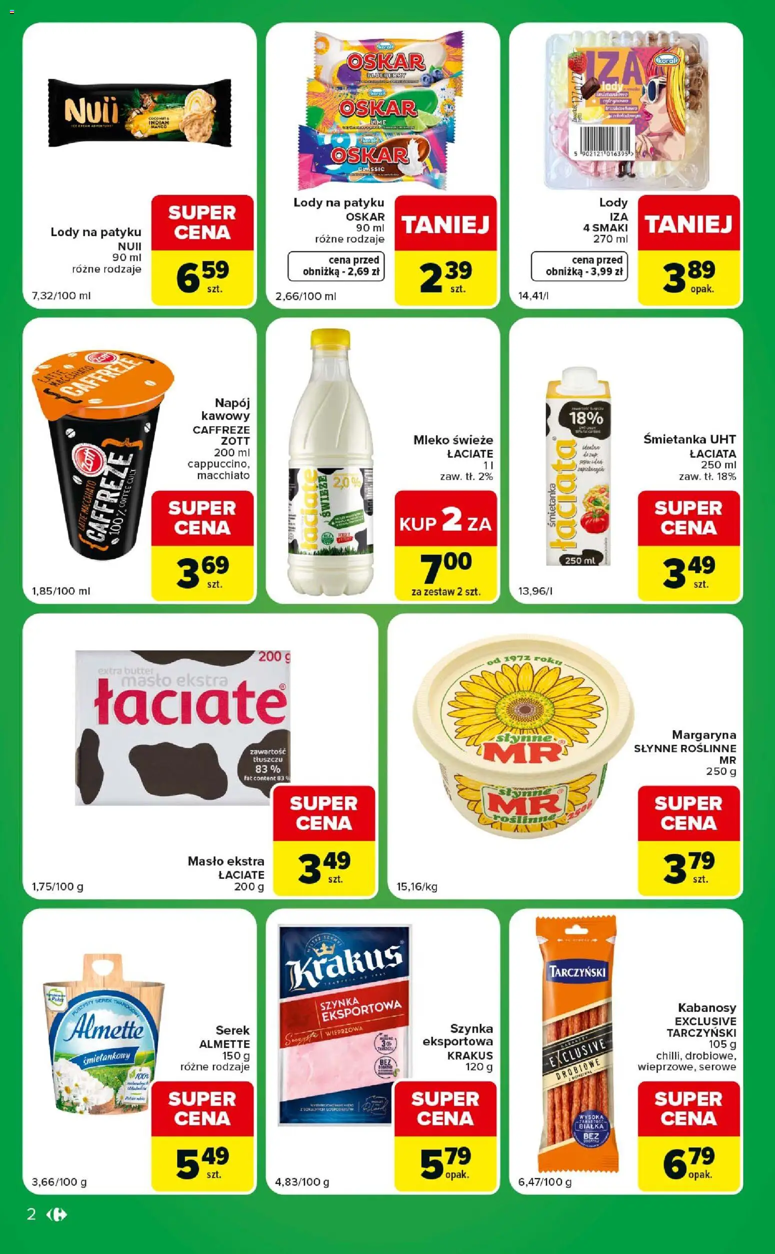Carrefour gazetka - Express od 09.06.2026 | Strona: 2 | Produkty: Szynka, Lody na patyku, Mleko, Masło