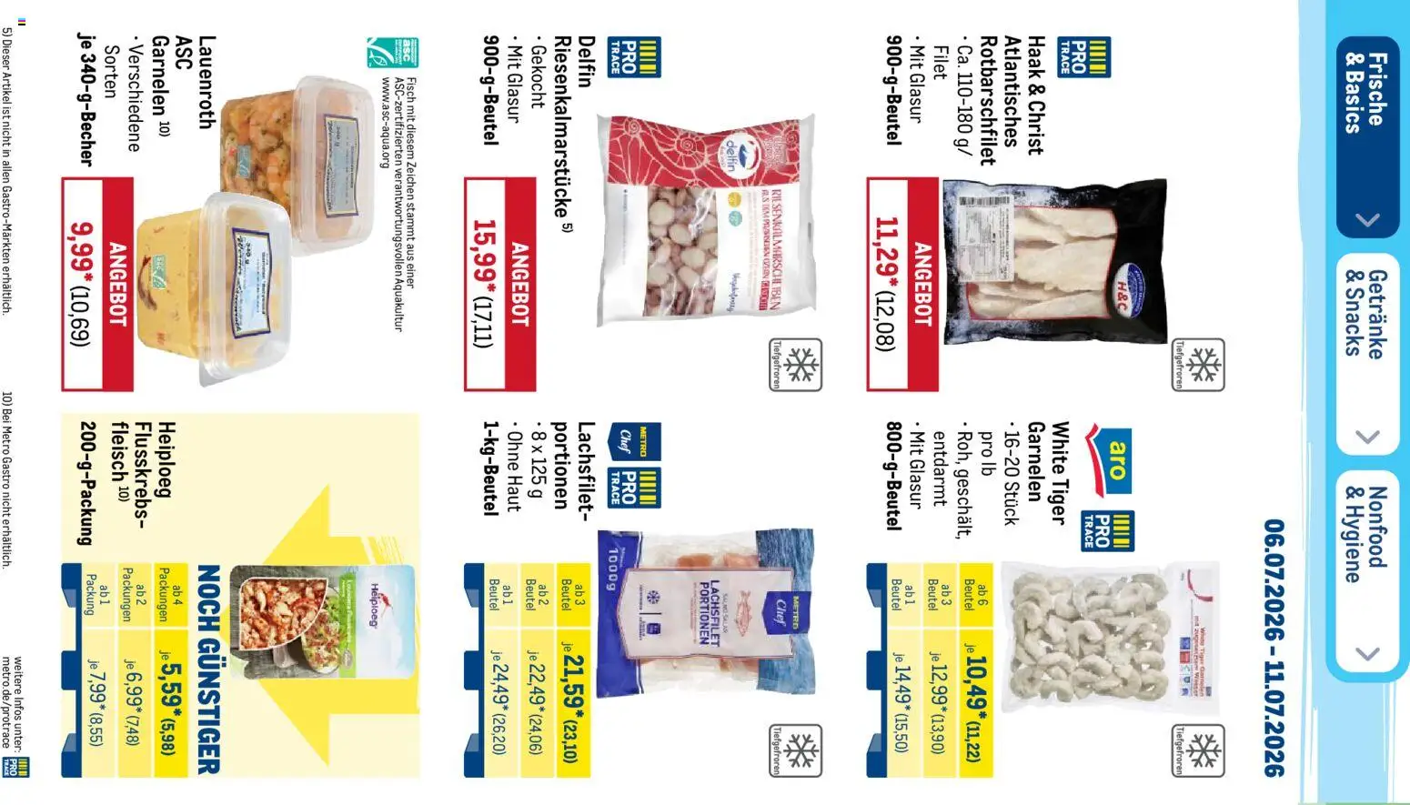Metro Prospekt – gültig ab 06.07.2026 | Seite: 8 | Produkte: Garnelen, Fisch, Fleisch