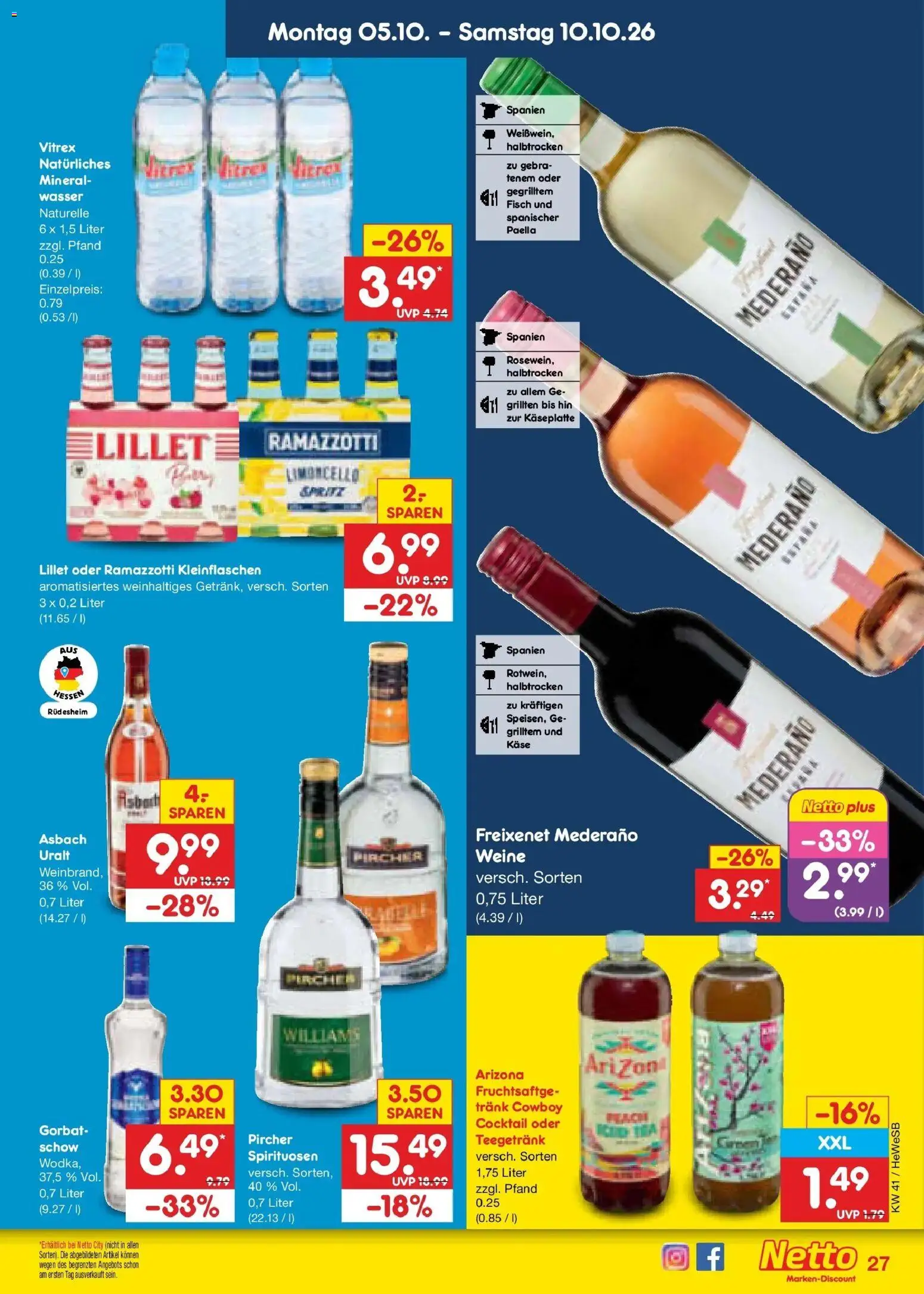 Netto Marken-Discount Prospekt Hamburg (ab 05.10.2026) » Angebote | Seite: 31 | Produkte: Freixenet mederano, Lillet, Limoncello, Ramazzotti