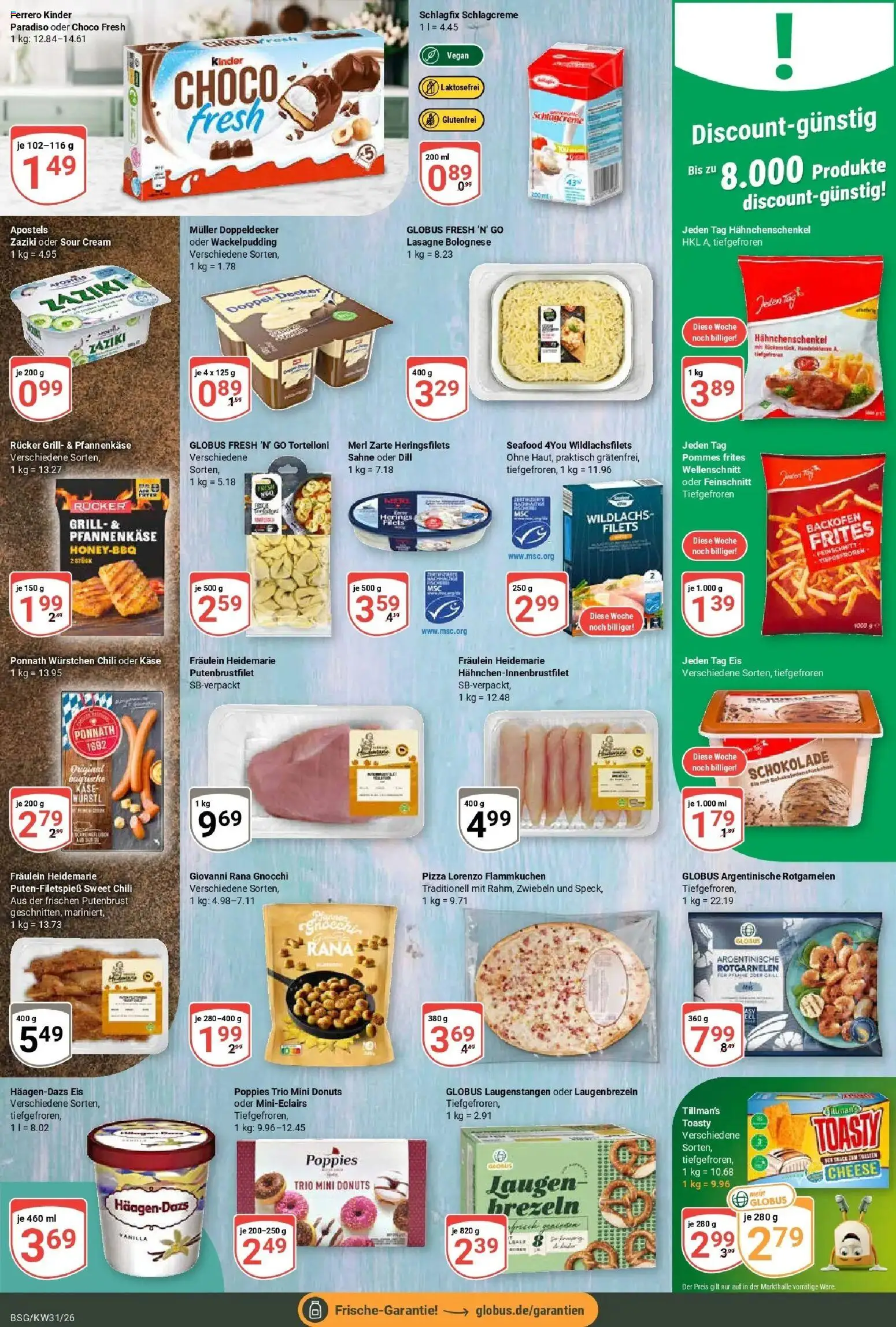 Globus Prospekt Braunschweig – gültig ab 27.07.2026 | Seite: 10 | Produkte: Pommes, Donuts, Zwiebeln, Eis