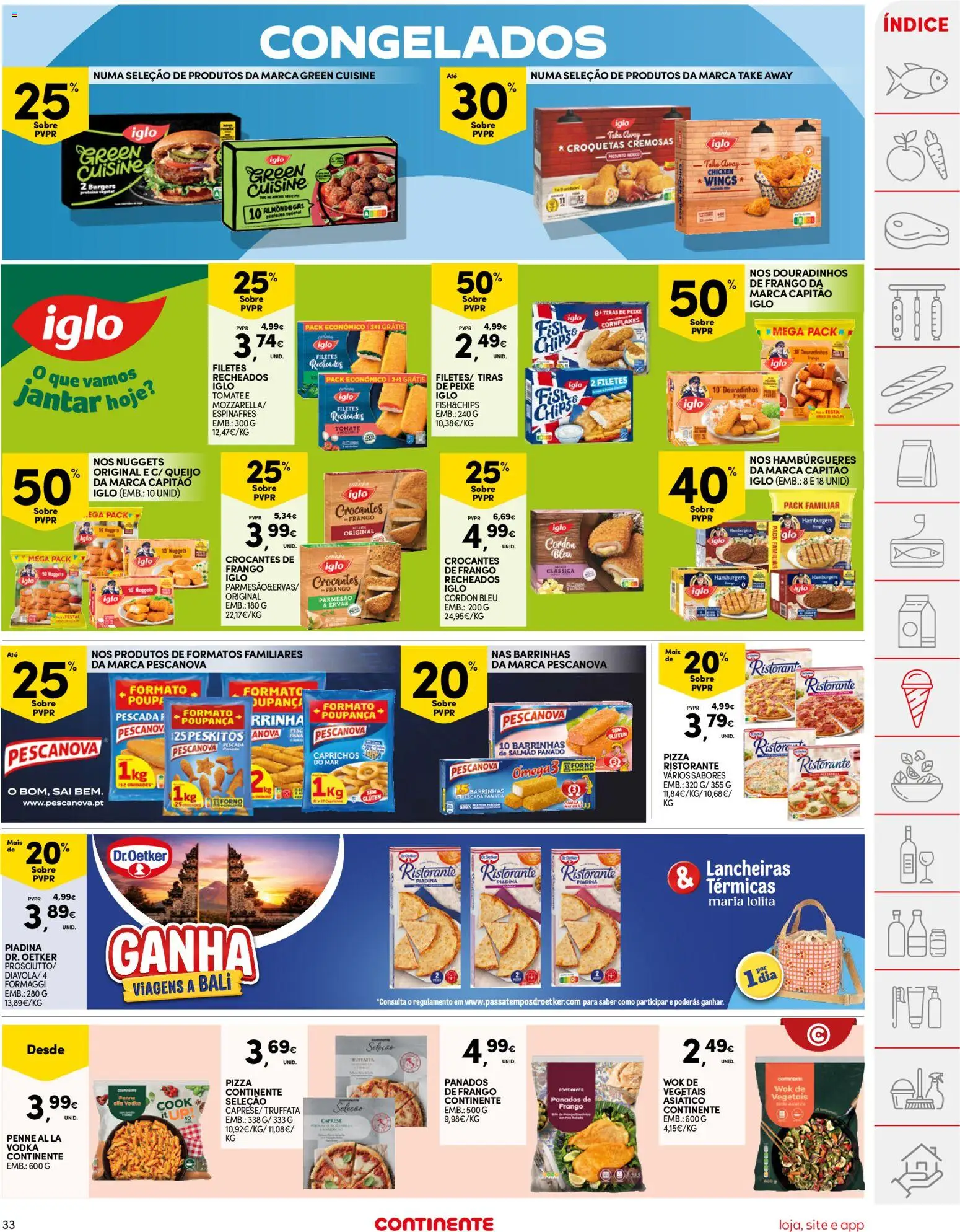 Continente folheto │ válido de 21.04.2026 | Página: 33 | Produtos: Ômega 3, Pescada, Capitão iglo, Nuggets