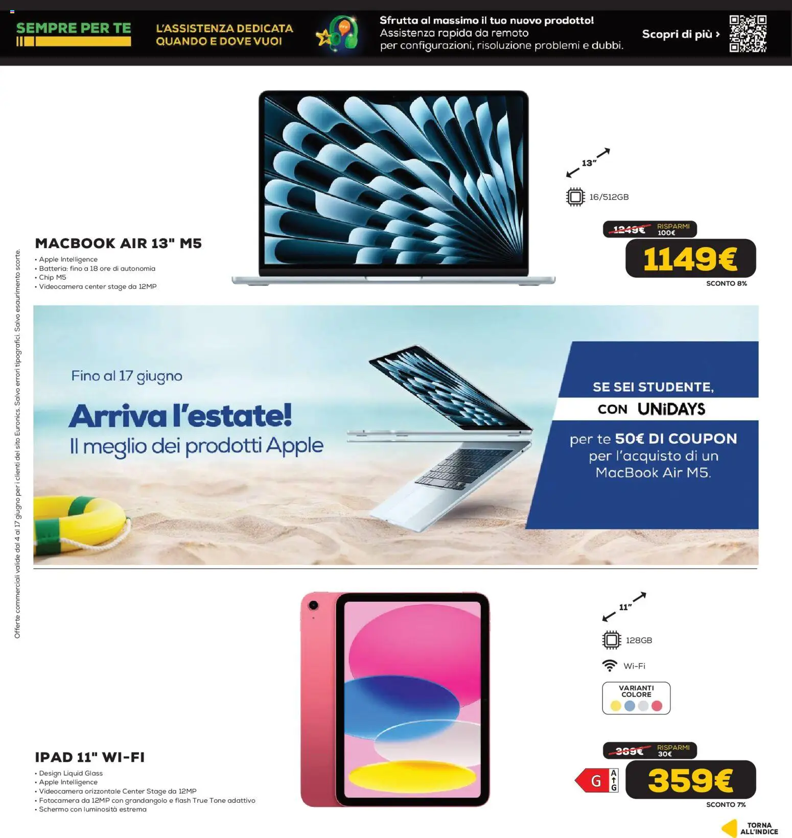 Volantino Euronics del 04.06.2026 | Pagina: 8 | Prodotti: Schermo, Tè, Macbook, Batteria