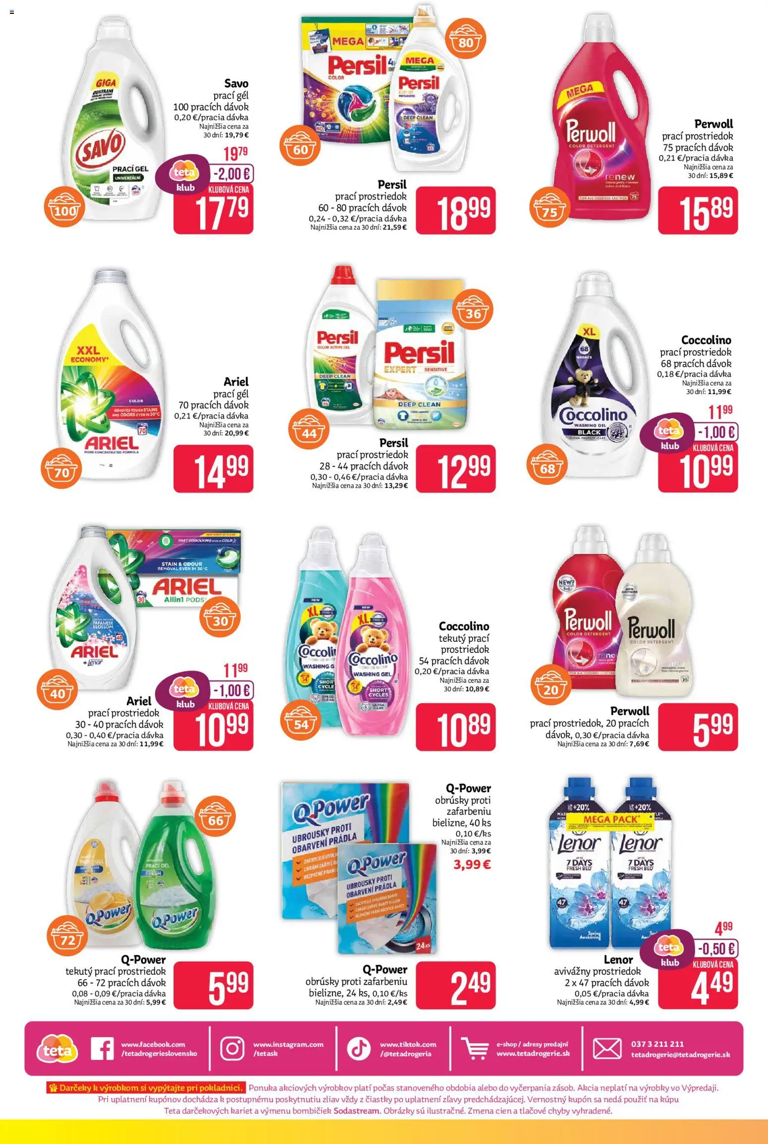Nové Teta drogerie akcie – leták je platný od 03.08.2026 | Strana: 16 | Produkty: Savo, Ariel, Coccolino, Lenor