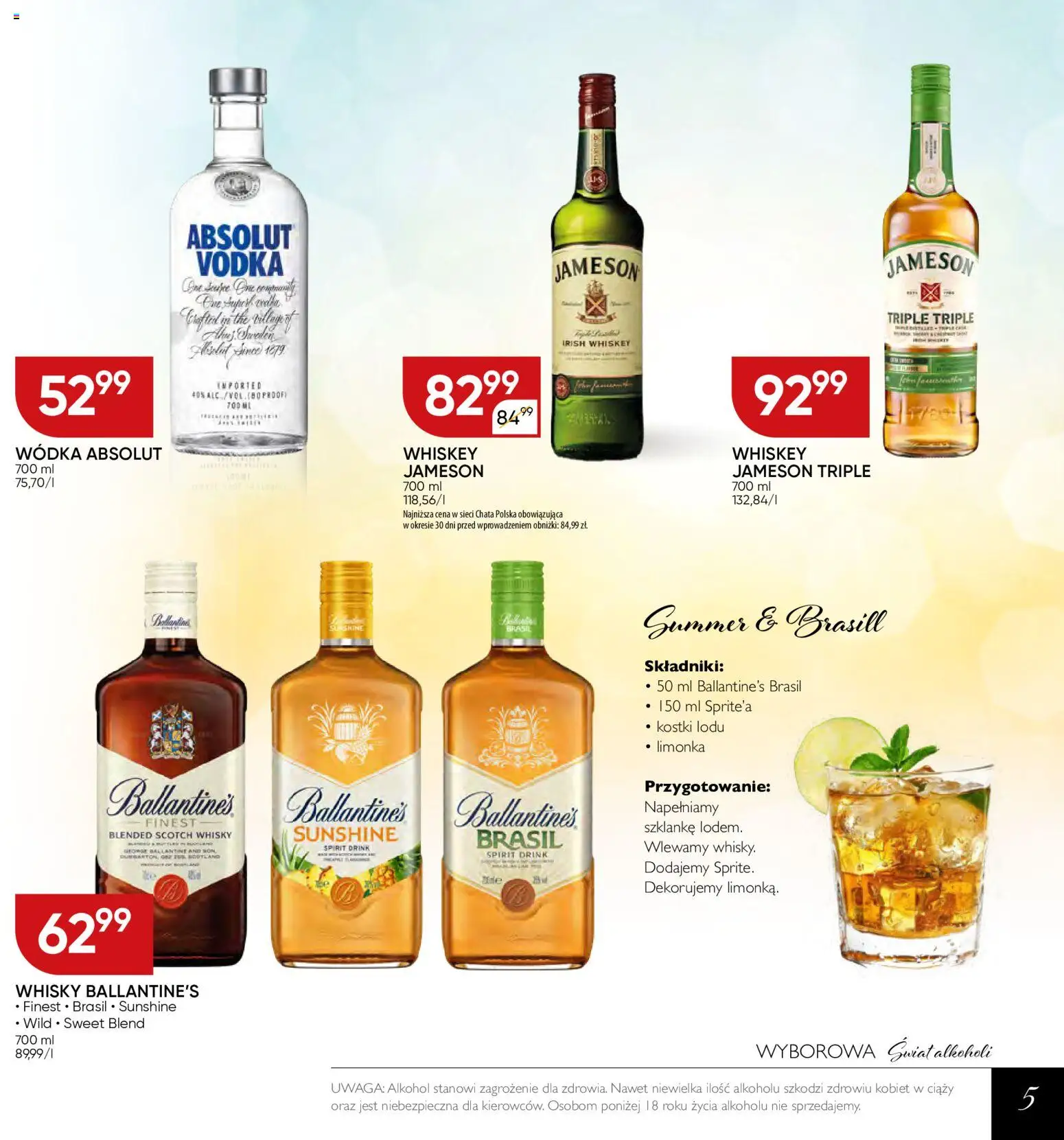 Chata Polska gazetka - Mocna Oferta od 07.07.2026 | Strona: 5 | Produkty: Wódka Absolut, Limonka, Vodka, Alkohol