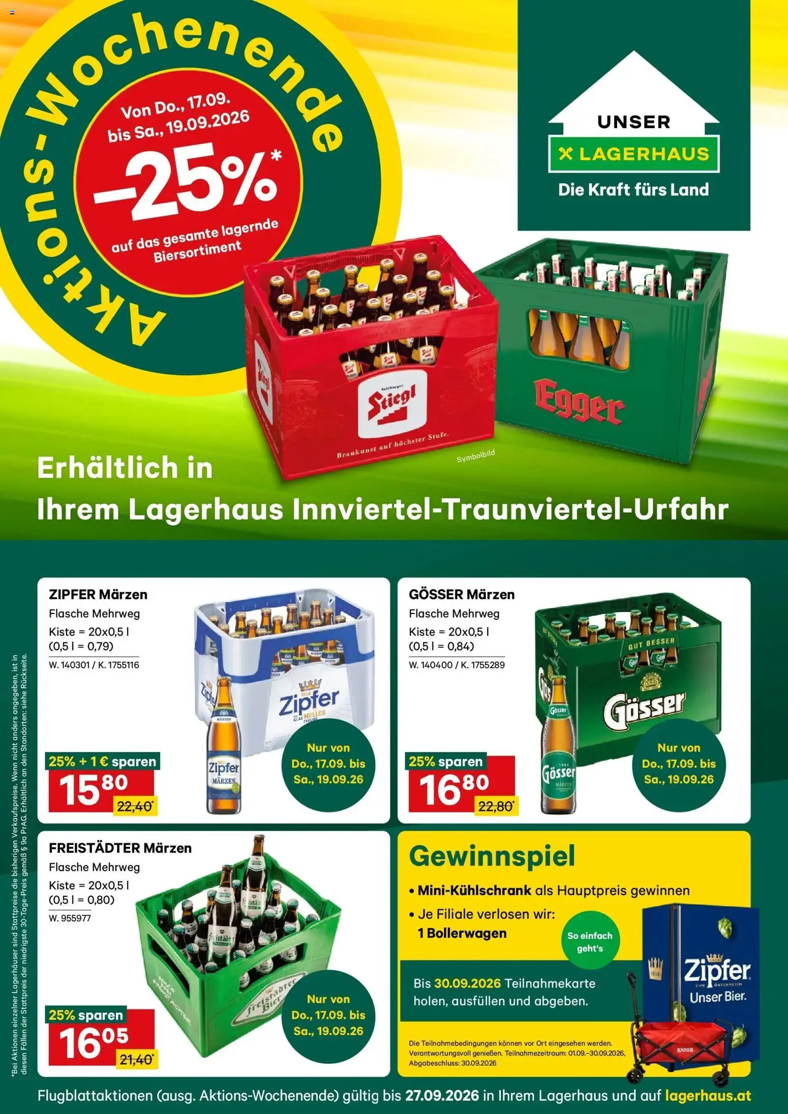Lagerhaus - Wochen Angebote gültig ab 14.09.2026 | Seite: 1 | Produkte: Bier