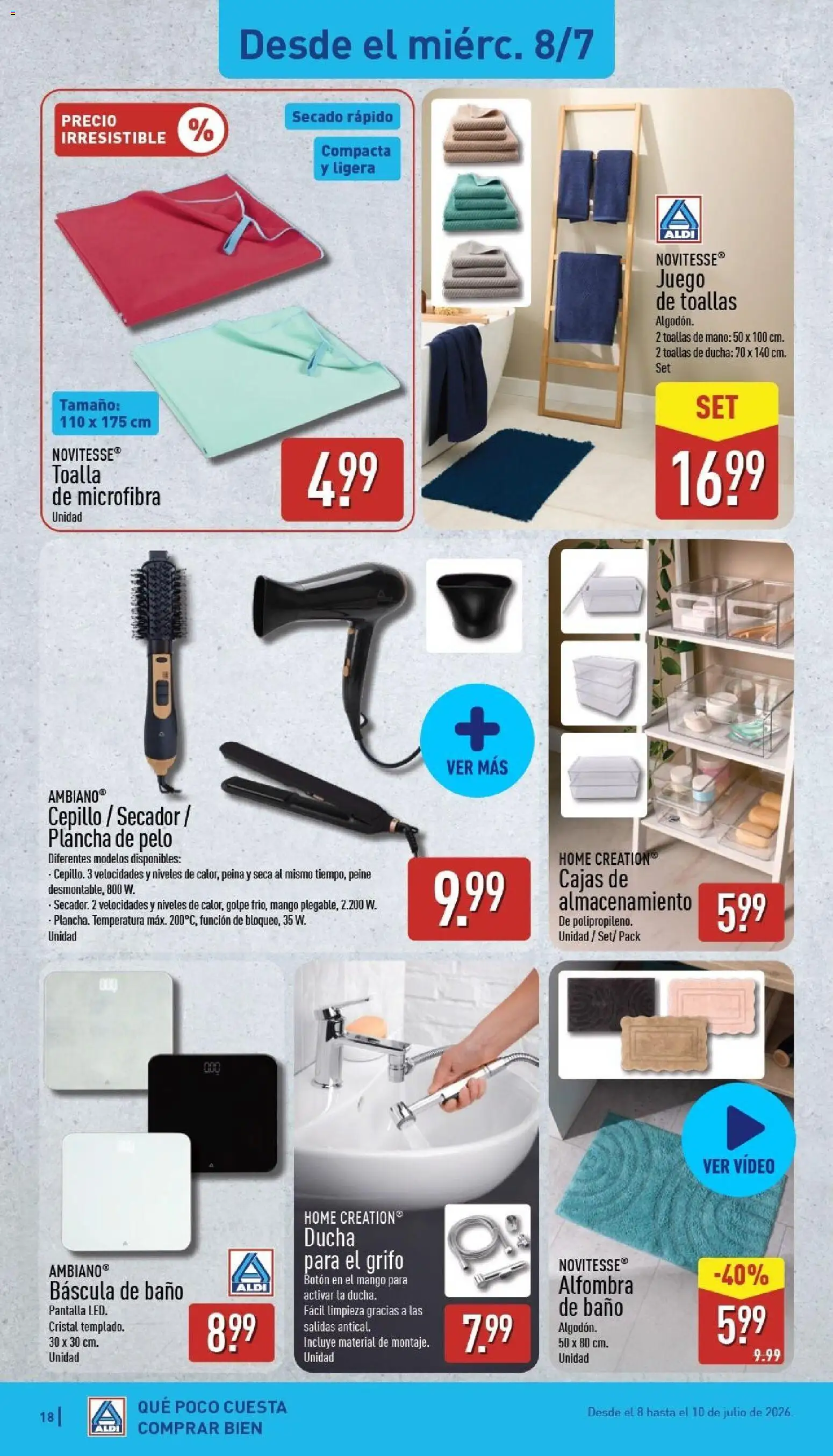 Aldi folleto Península │ válido desde el 06/07/2026 | Página: 18 | Productos: Video, Mango, Plancha de pelo, Ducha