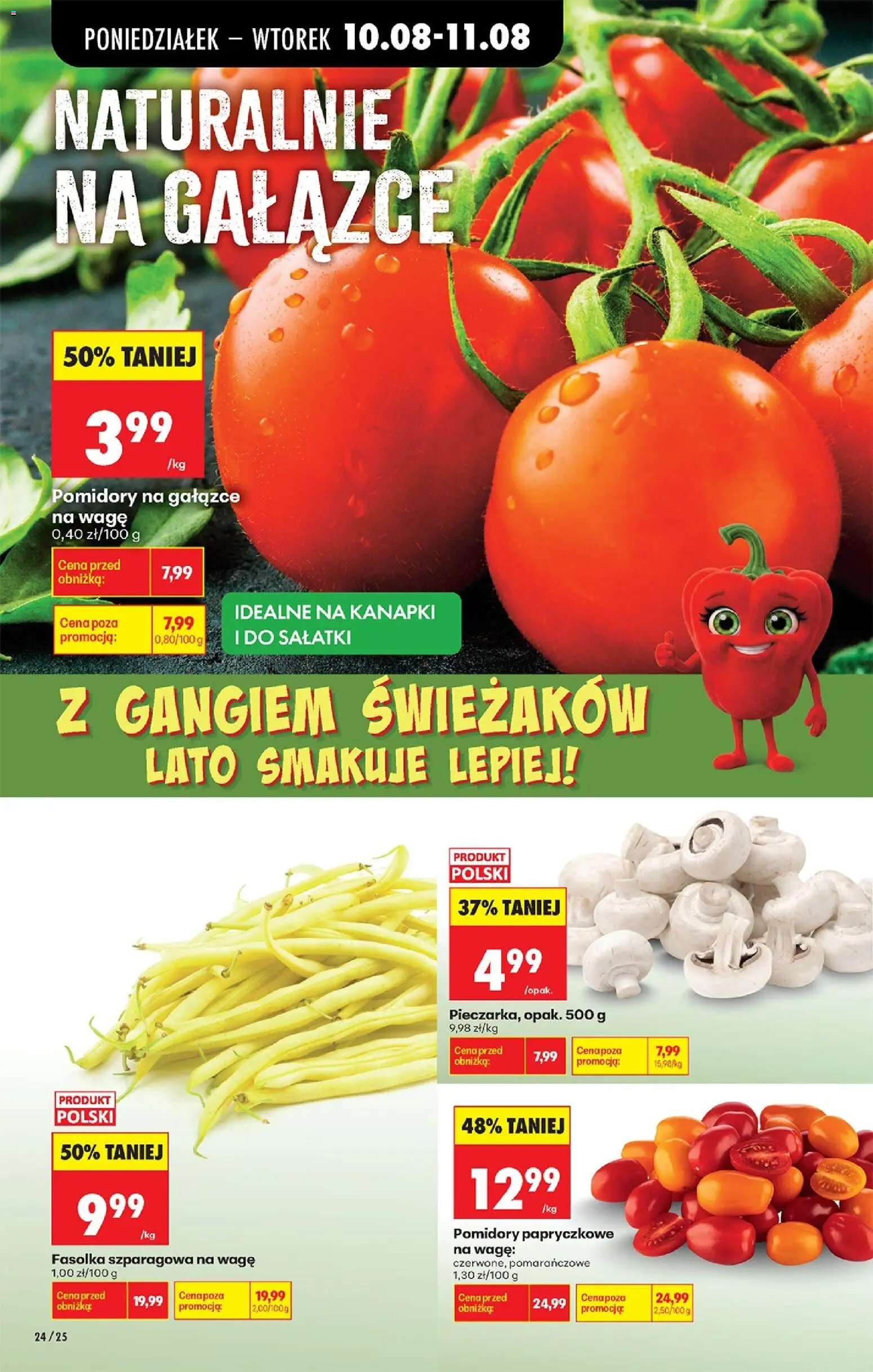 Biedronka gazetka od 10.08.2026 | Strona: 30 | Produkty: Sałatki, Fasolka szparagowa, Pomidory, Pomidory papryczkowe