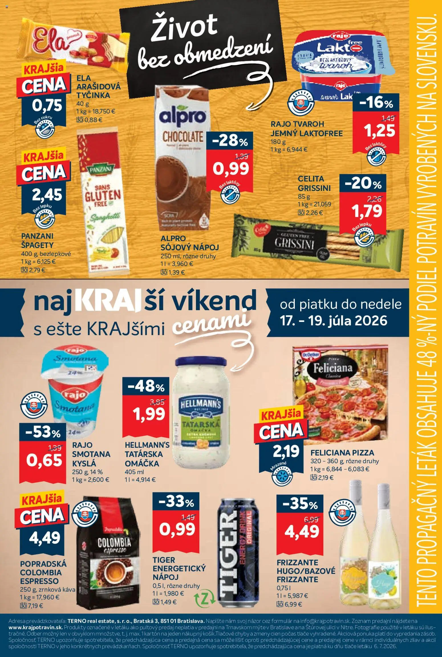 Nové Kraj akcie – leták je platný od 16.07.2026 | Strana: 17 | Produkty: Smotana, Tvaroh, Alpro, Zrnková káva