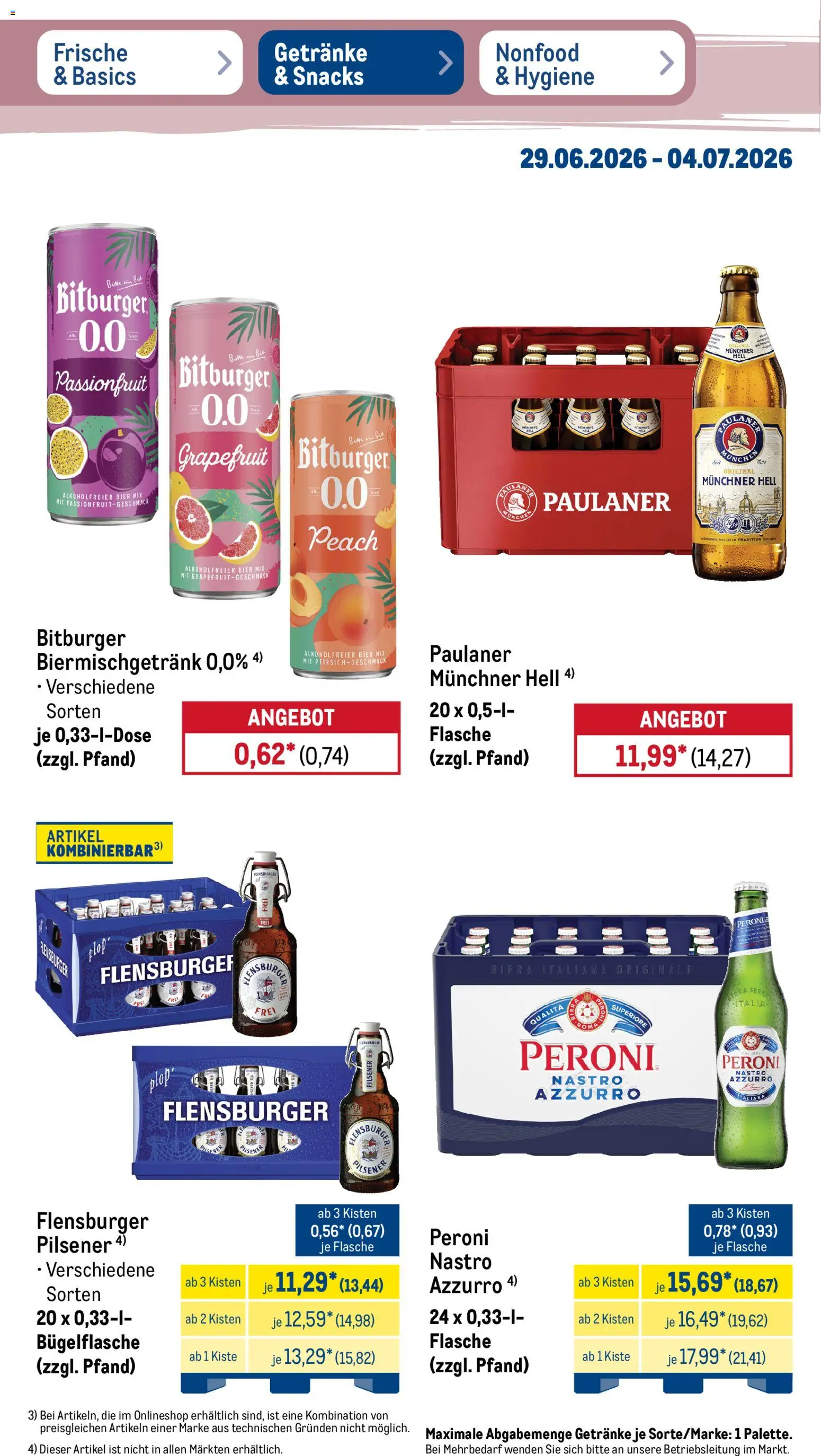 Metro Prospekt – gültig ab 29.06.2026 | Seite: 30 | Produkte: Flensburger, Grapefruit, Pfirsich, Paulaner