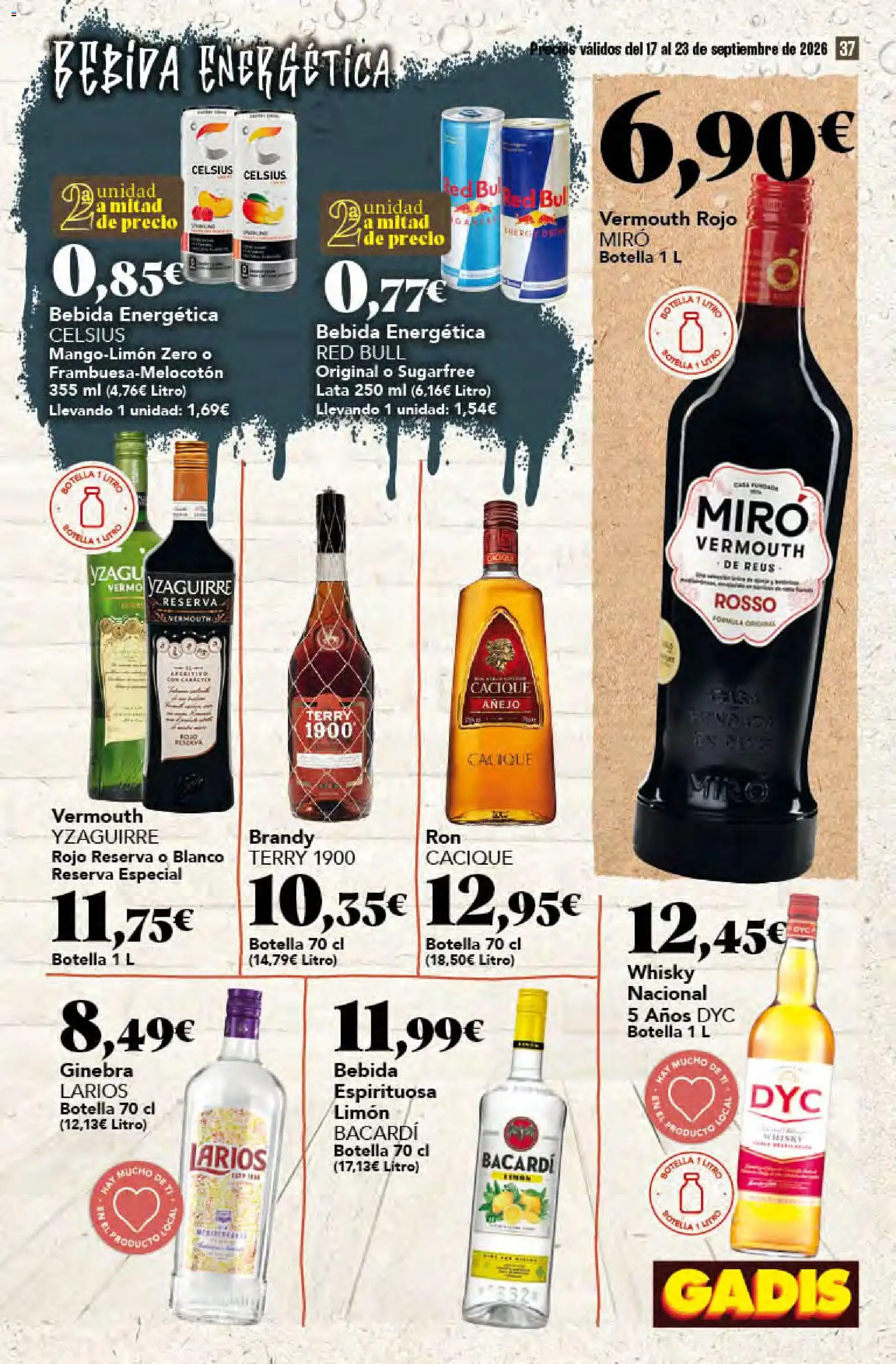 Gadis folleto │ válido desde el 17/09/2026 | Página: 37 | Productos: Bacardi, Red Bull, Ginebra, Brandy