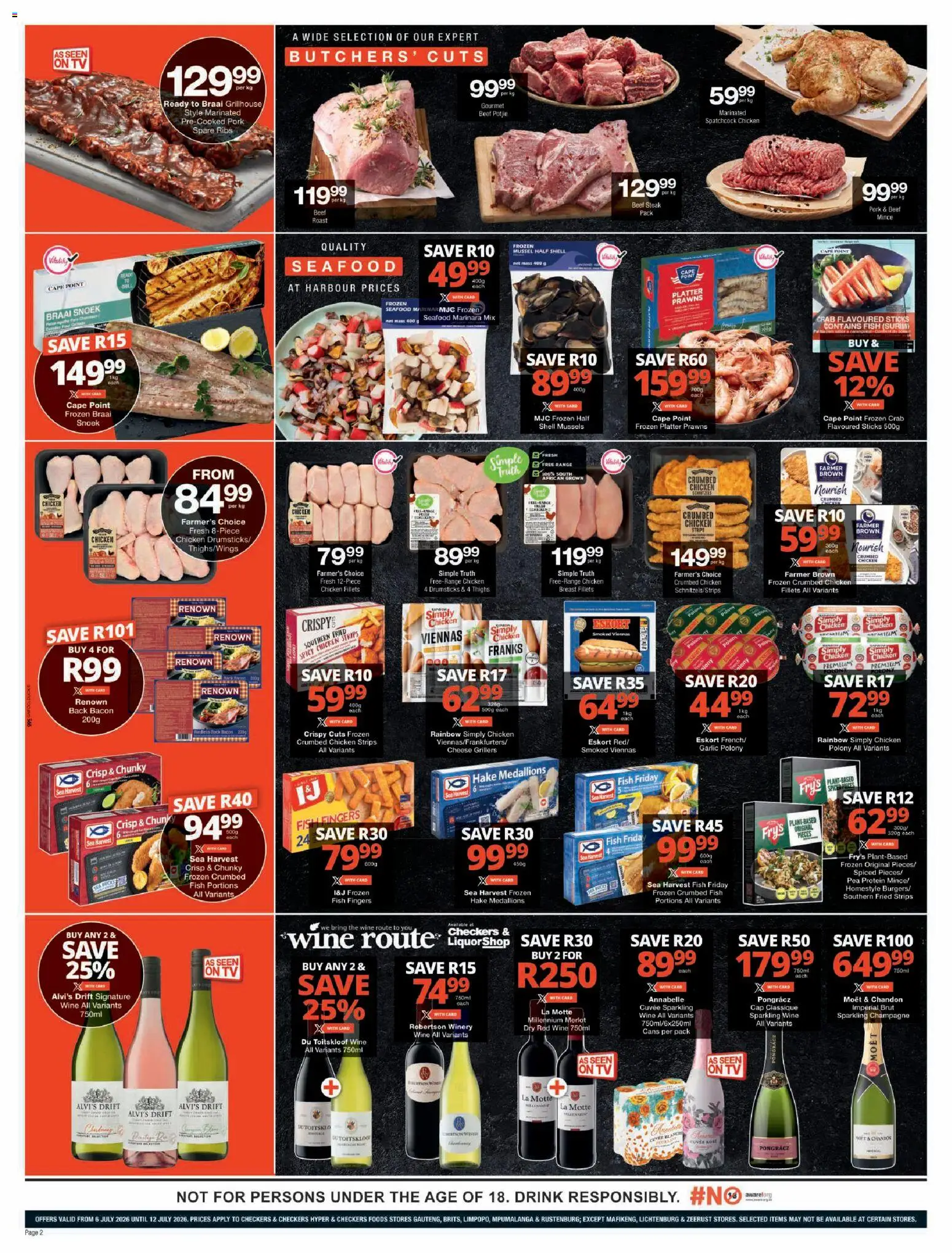 New Checkers catalogue – valid from 06/07/2026 | Page: 2 | Products: Magdalenas, Chicken, Pork, Bacon