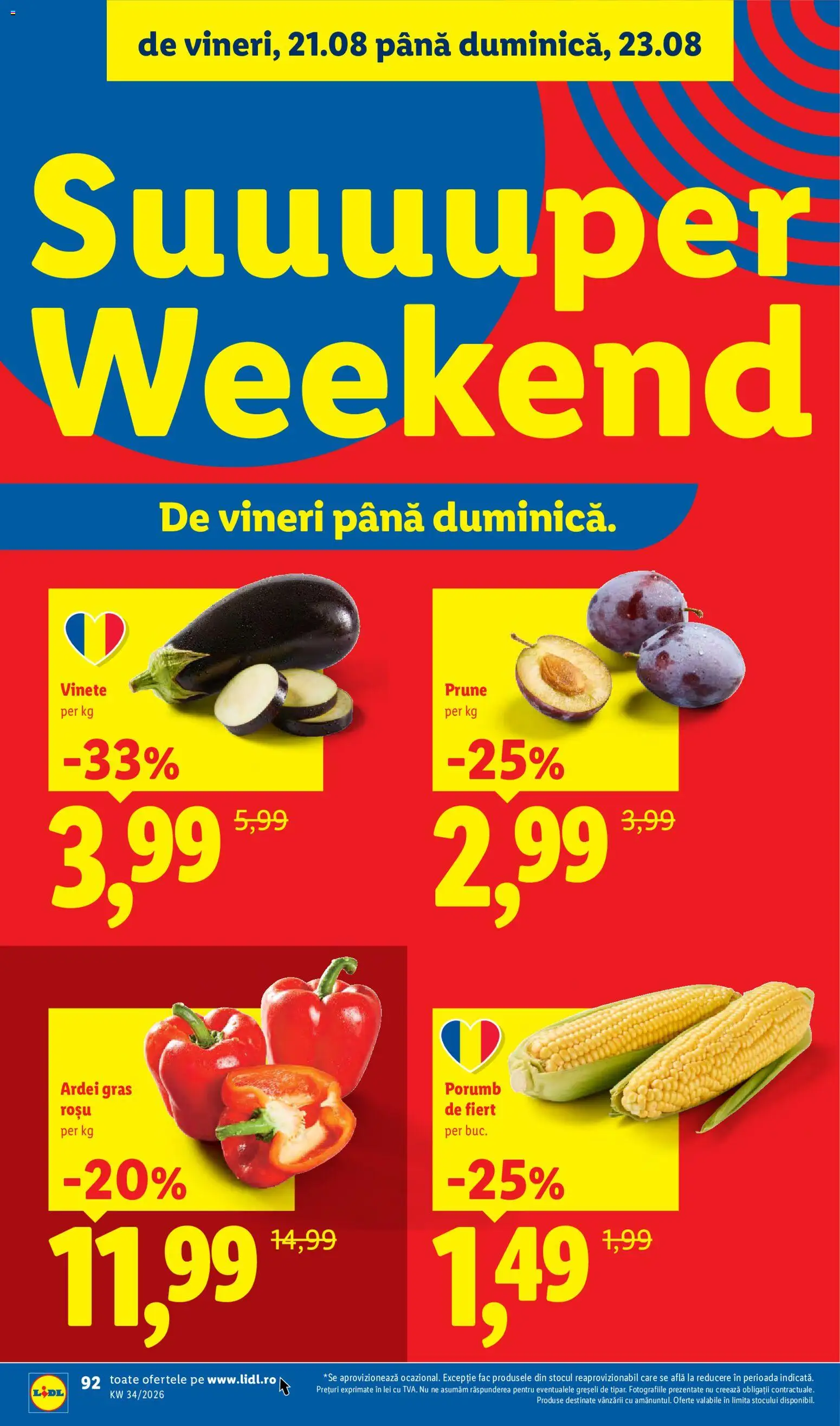 Noul catalog Lidl – valabil de la 17.08.2026 | Pagină: 92 | Produse: Ardei, Prune, Porumb