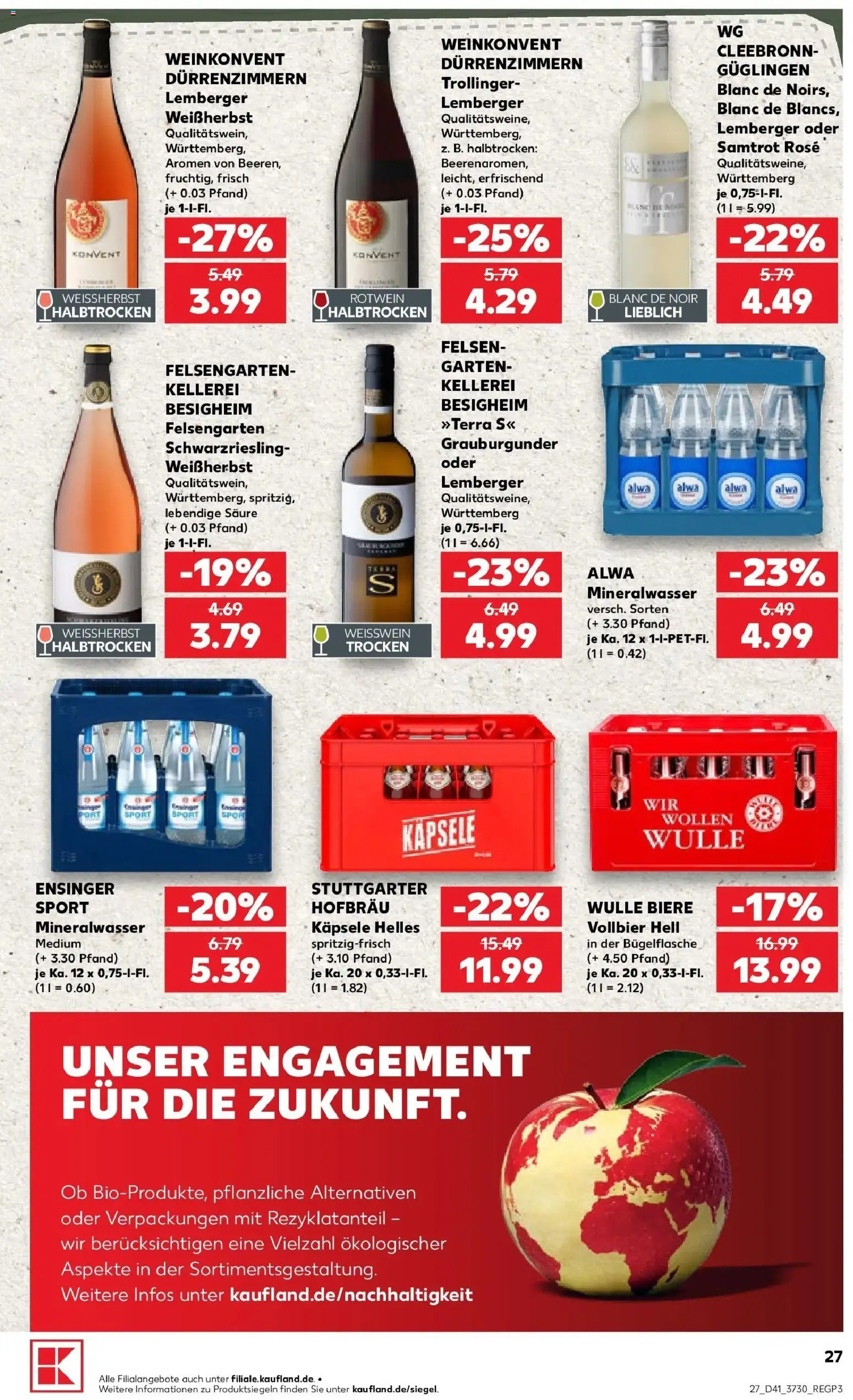 Prospekt Kaufland ab 05.10.2026 » Angebote Online zum Blättern | Seite: 37 | Produkte: Weißwein, Rotwein, Mineralwasser