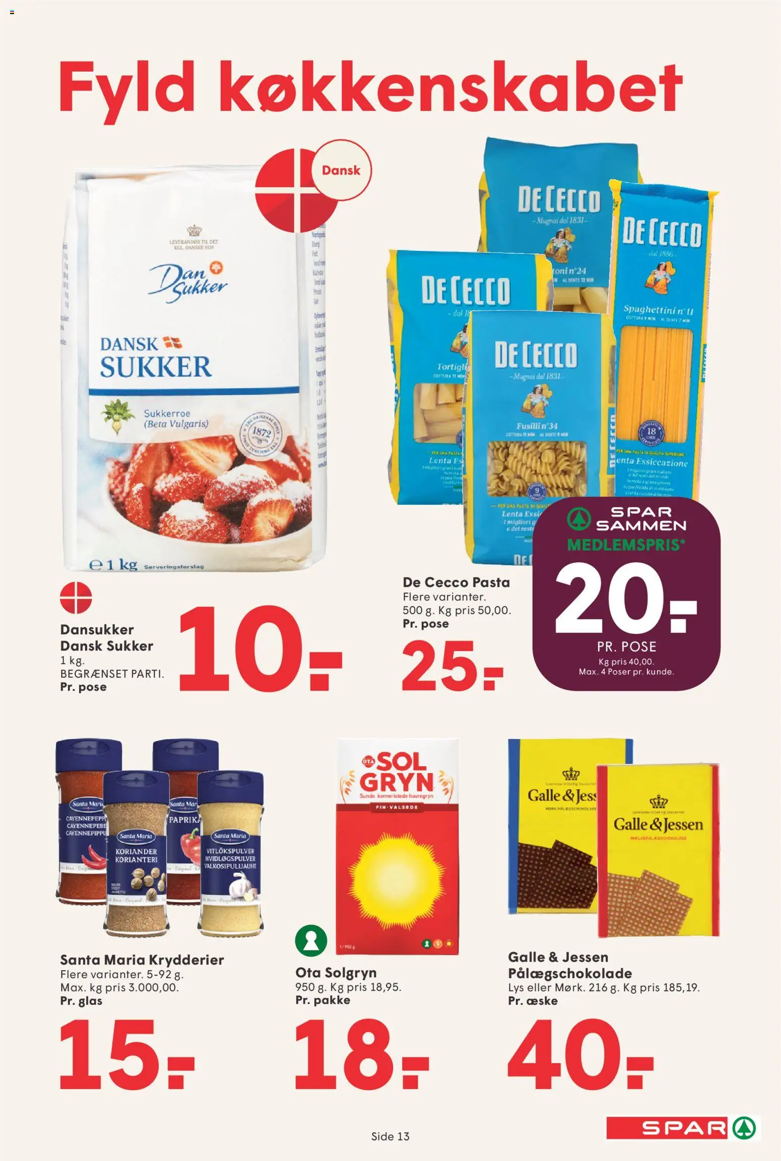Spar tilbudsavis – gyldig fra 29.05.2026 | Side: 14 | Produkter: Havregryn, Pålægschokolade, Sukker, Paprika