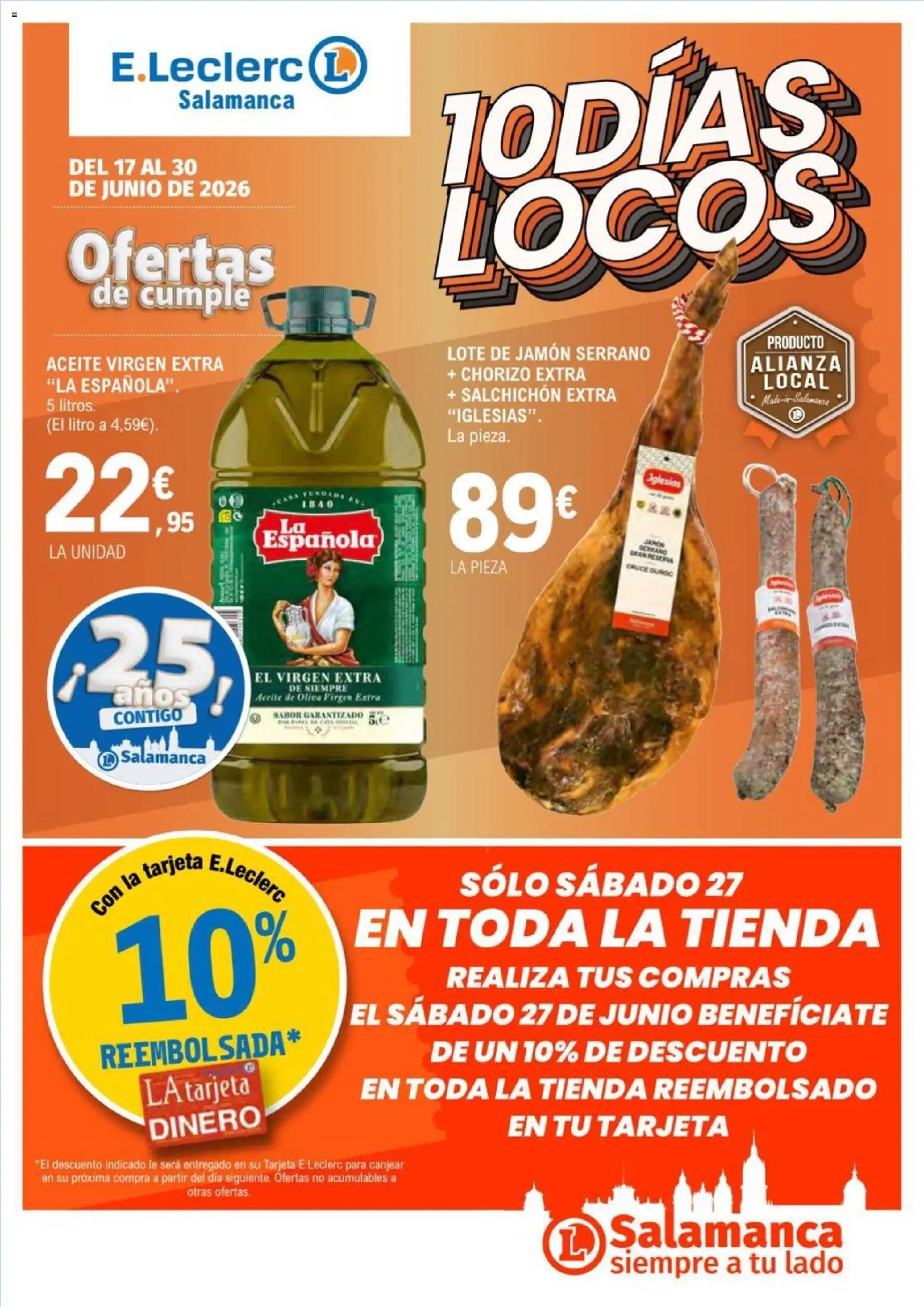 E.Leclerc folleto Salamanca │ válido desde el 17.06.2026 | Página: 1 | Productos: Jamón serrano, Aceite, Jamón, Aceite de oliva virgen extra