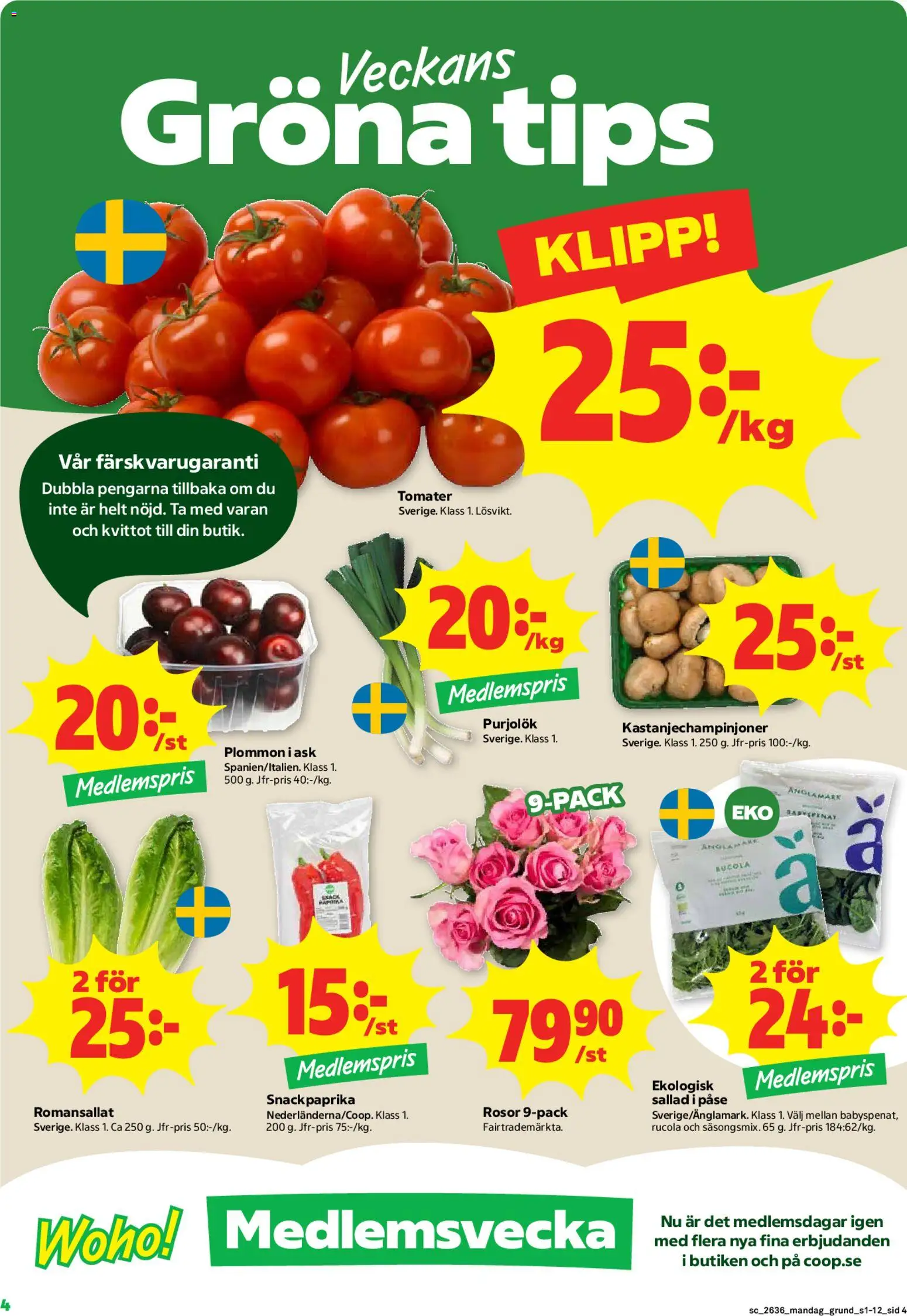 Stora Coop reklamblad aktuell från 31/08/2026 | Sida: 4 | Produkter: Paprika, Plommon, Purjolök, Tomater