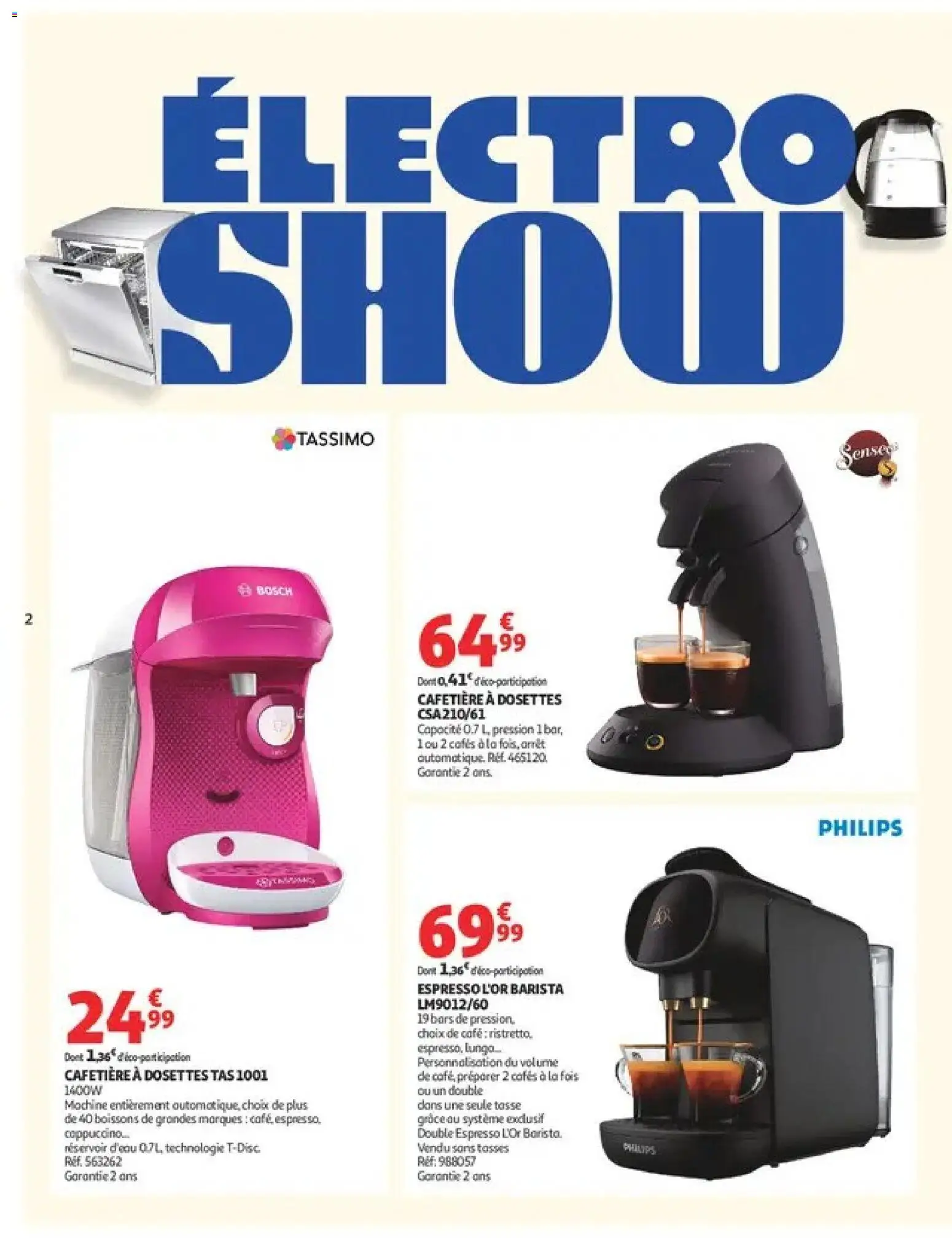 {H1} | Page: 2 | Produits: Tassimo, Boissons, Senseo, Réservoir d'eau