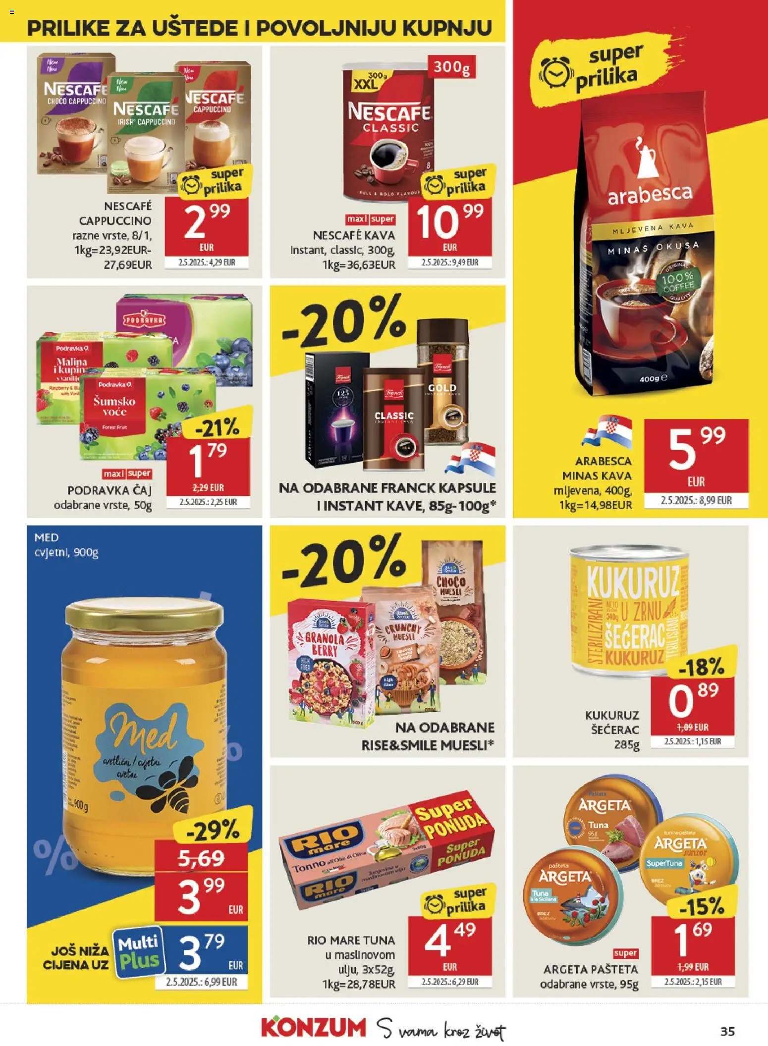 Konzum HR akciós ujság - amely érvényes a következő dátumtól: 2026.09.23. | Oldal: 35 | Termékek: Bols, Podravka, Cappuccino, Granola