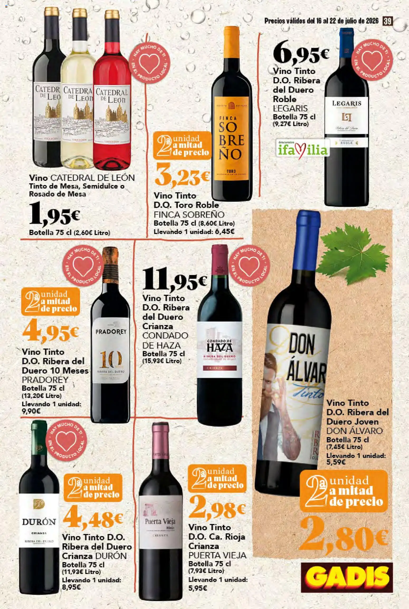 Gadis folleto │ válido desde el 16/07/2026 | Página: 39 | Productos: Vino, Mesa