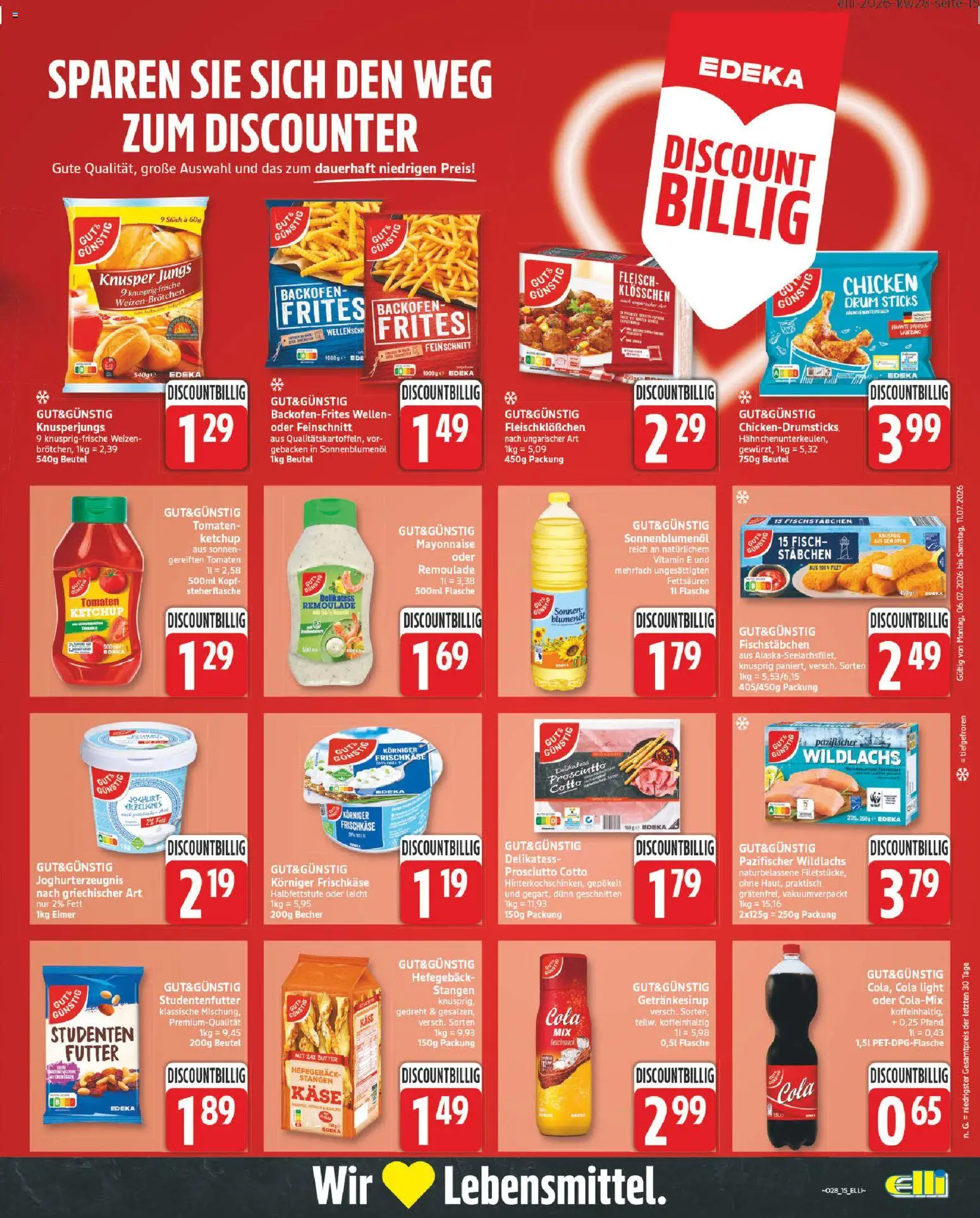 Elli Markt Prospekt Hövelhof – gültig ab 06.07.2026 | Seite: 15 | Produkte: Cola, Tomaten, Fischstabchen, Mayonnaise