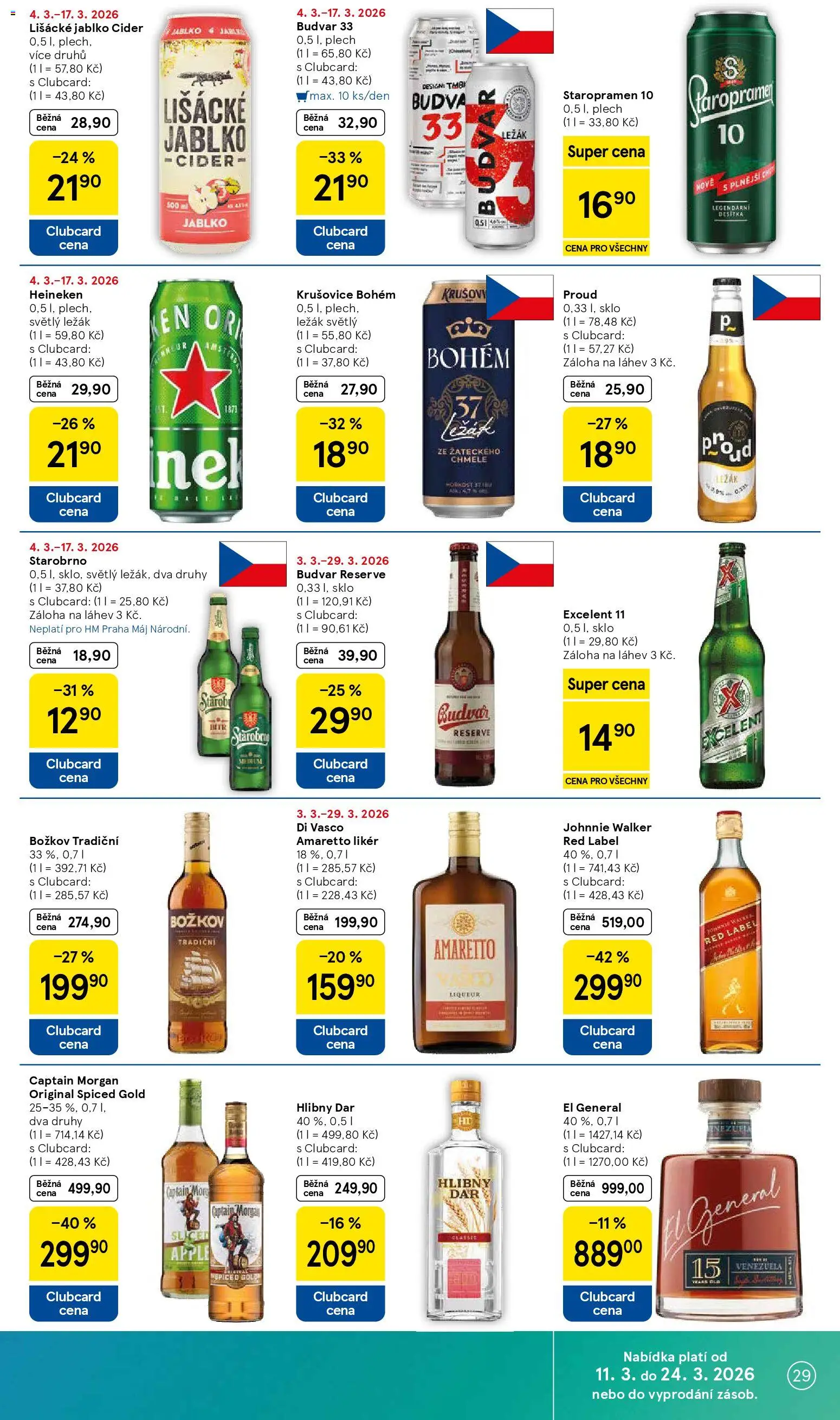 Tesco leták - Hypermarket od 11.03.2026 | Strana: 29 | Produkty: Starobrno, Staropramen, Excelent 11, Lišácké jablko