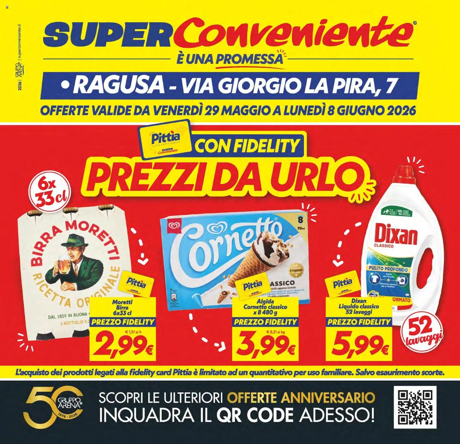 Volantino SuperConveniente del 29.05.2026 | Pagina: 1 | Prodotti: Birra, Cornetto, Panna, Lavatrice
