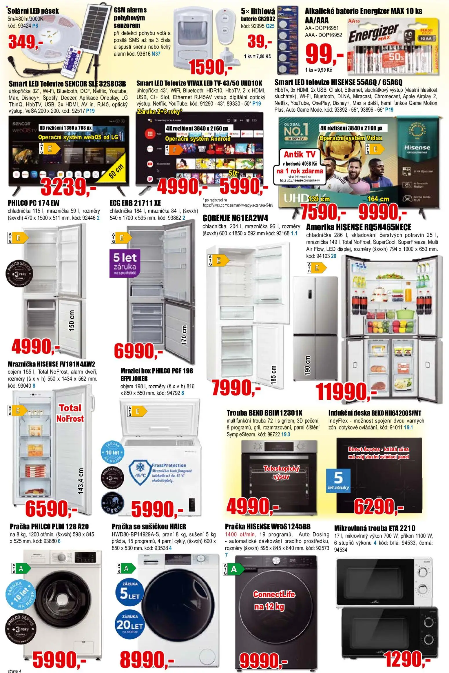 Eva supermarket leták od 13.05.2026 | Strana: 4 | Produkty: Pračka, Chladnička, Mikrovlnná trouba, Televize