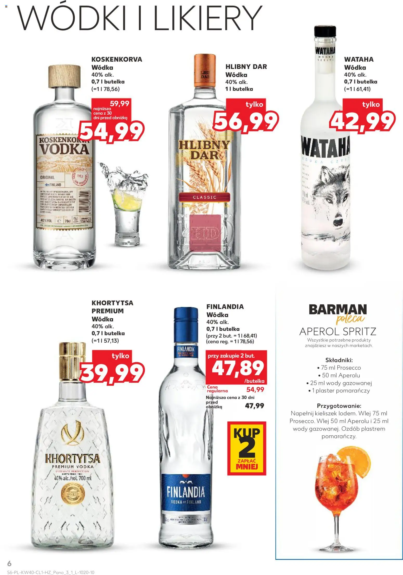 Kaufland Polsko leták - Barek od 01.10.2026 | Strana: 6 | Produkty: Aperol Spritz, Vodka, Finlandia vodka, Aperol