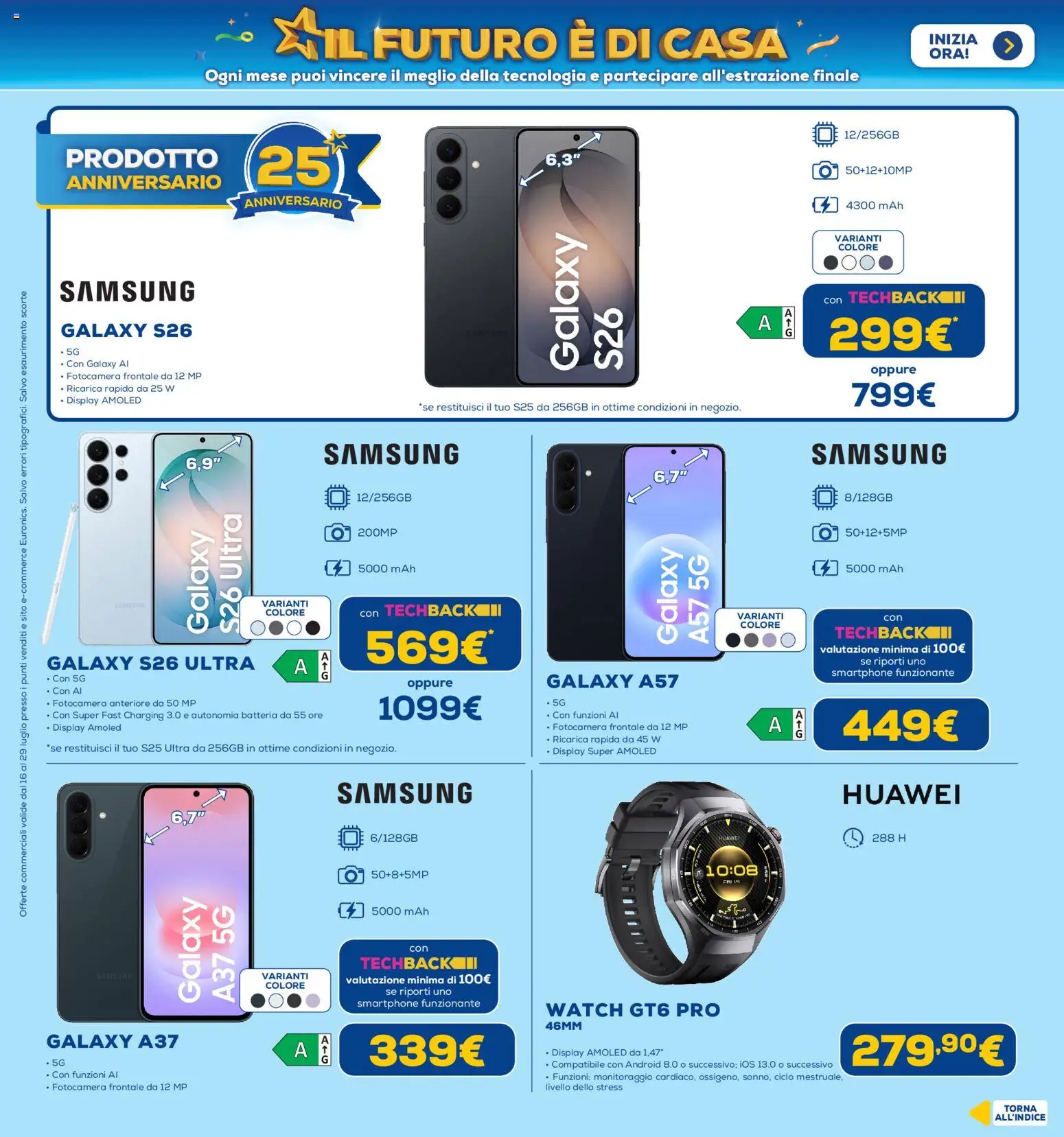 Volantino Euronics del 16/07/2026 | Pagina: 6 | Prodotti: Huawei, Smartphone, Fotocamera, Batteria