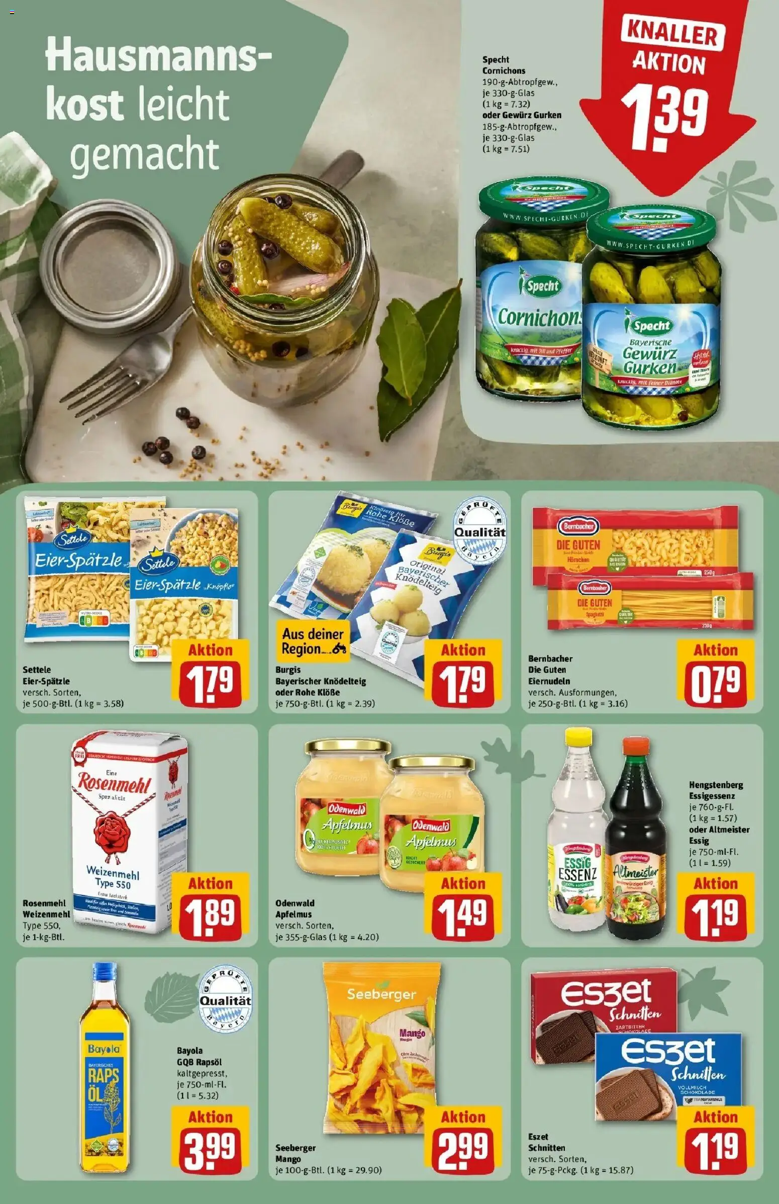 REWE Prospekt ab 14.09.2026 zum Blättern » Angebote | Seite: 21 | Produkte: Rapsöl, Weizenmehl, Pfeffer, Gurken