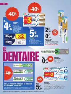 E.Leclerc - Prévisualisation de DENTIFRICE "SENSODYNE", Au choix: Soin complet, Soin Blancheur, Soin gencives ou Sensibilité & caries. 3 x 75 ml (225 ml). valide à partir de 05.05.2026 | Page: 38 | Produits: Menthe, Brosse, Dentifrice, Brosse à dents